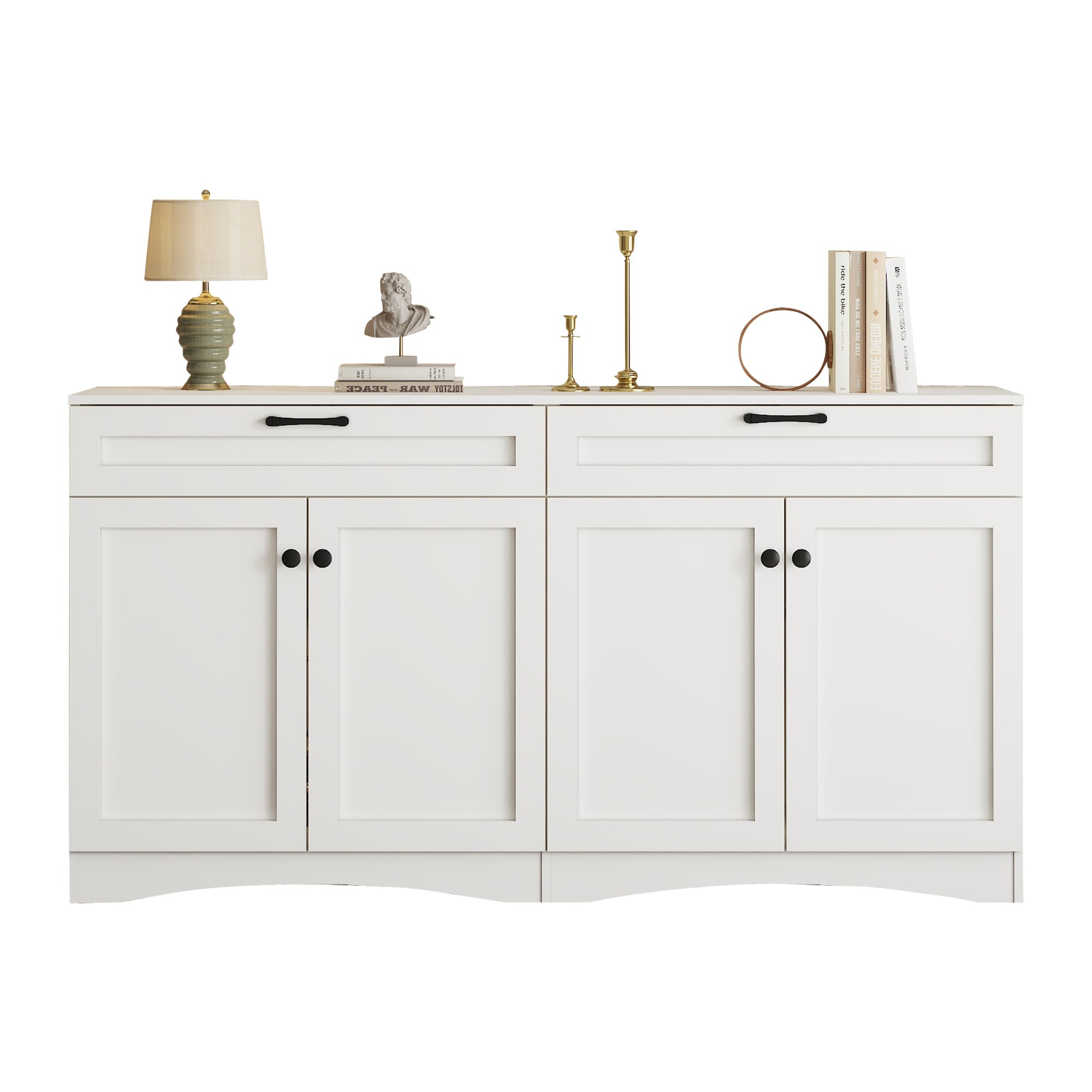 Logidon Dressoir 160 x 40 x 85 cm – Wit dressoir met 2 lades