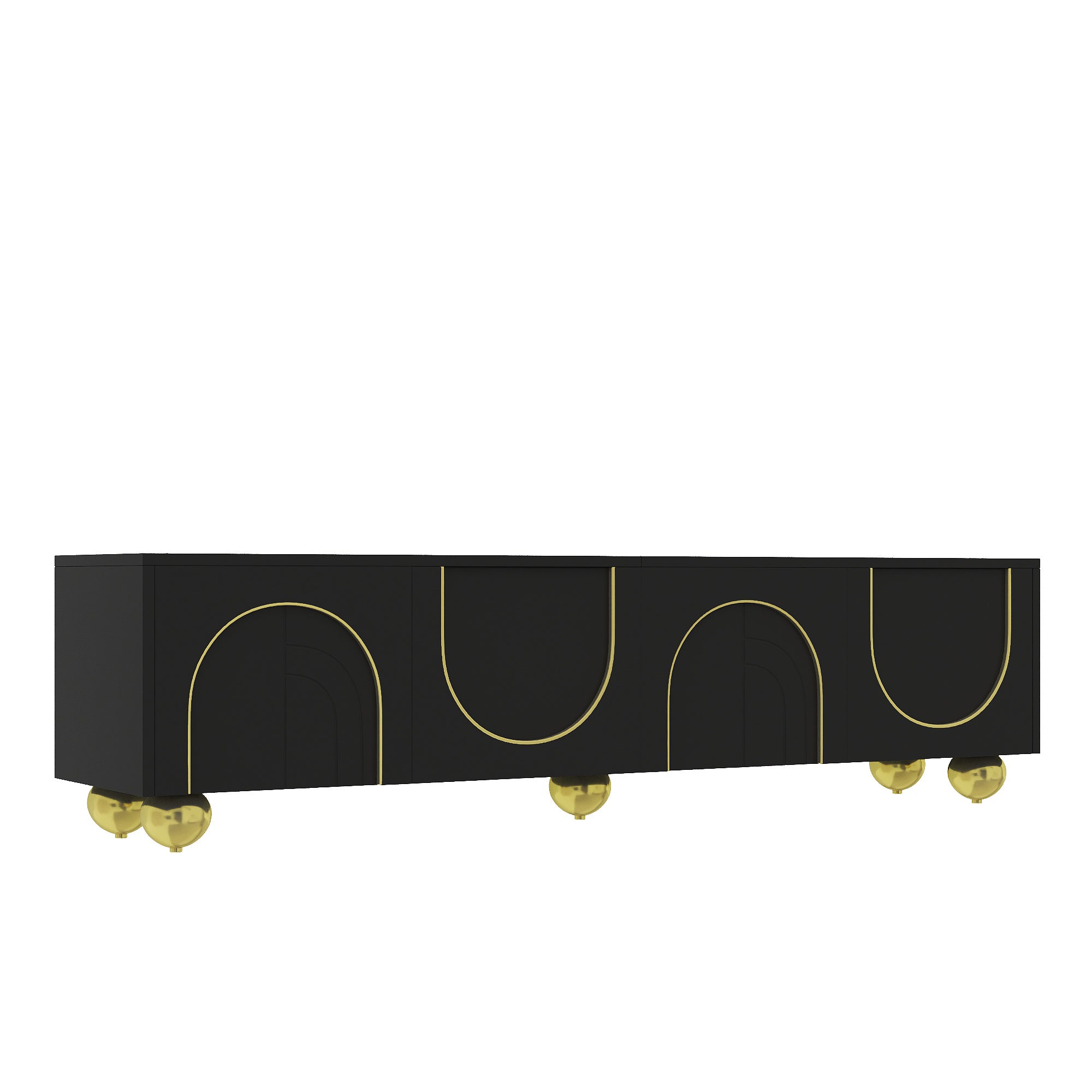 Logidon TV-meubel zwart met gouden accenten en push-to-open 170 cm