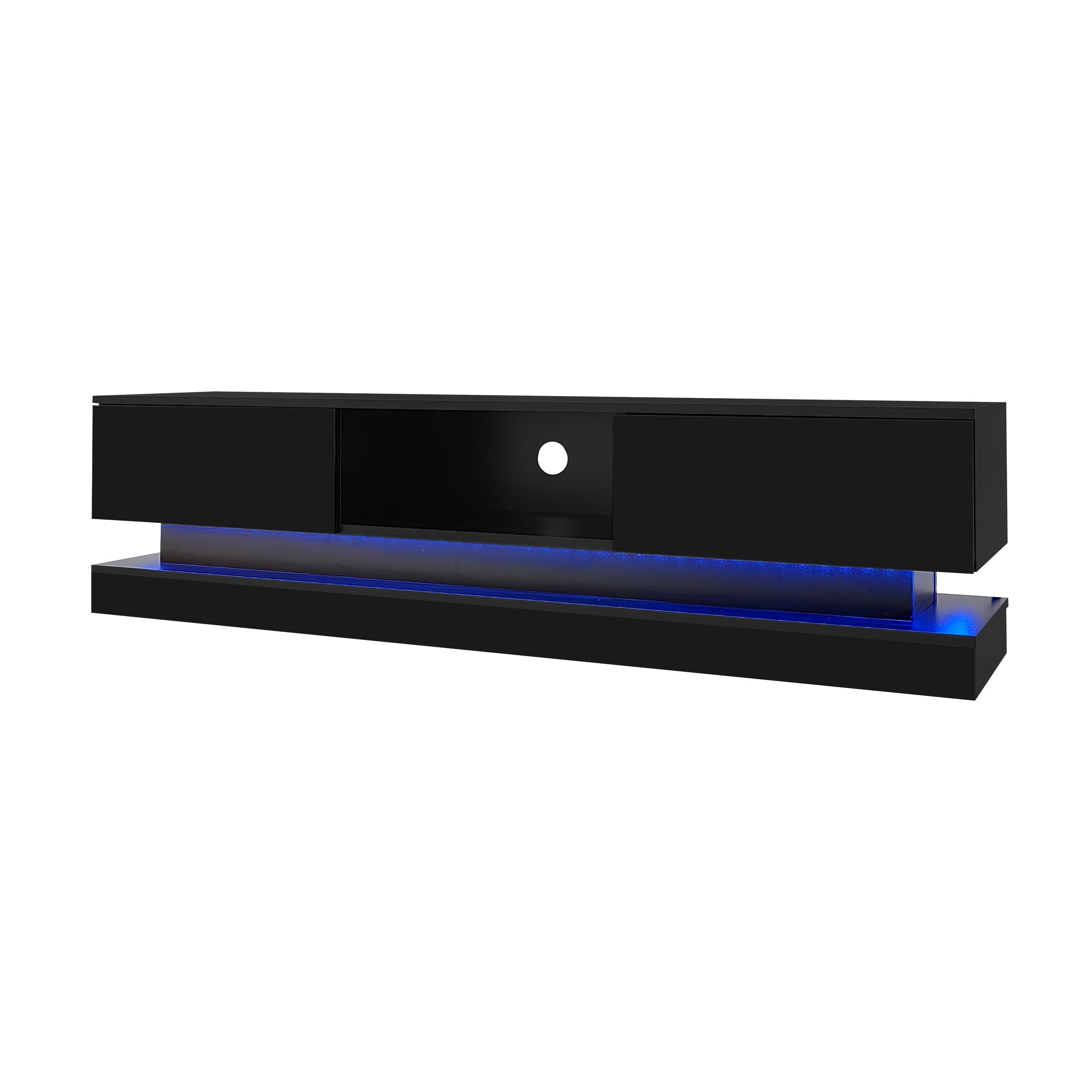 Logidon Zwart Hoogglans TV-meubel 160 CM Met LED 2 Laden
