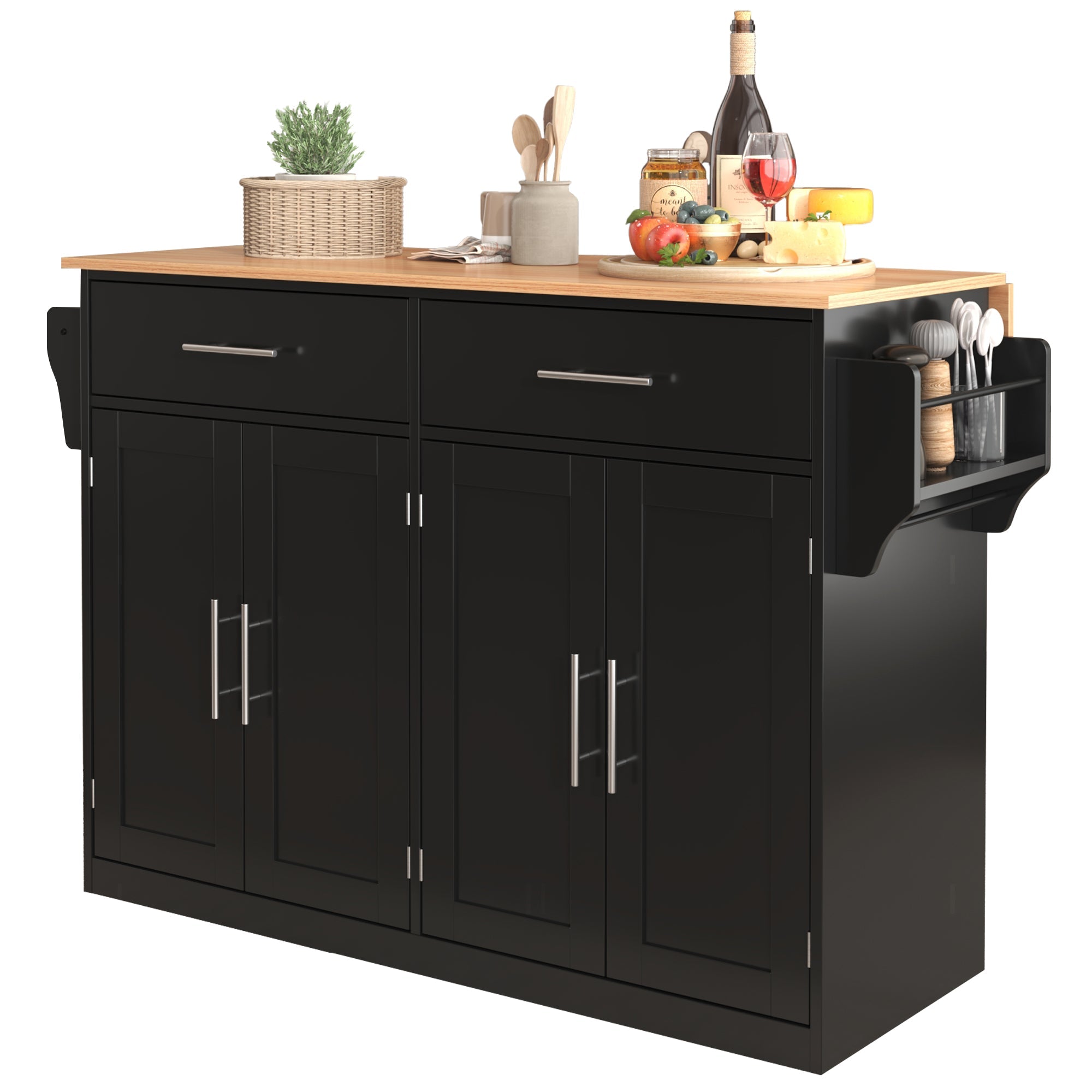 Logidon serving trolley with folding table top black 120x46x91 cm