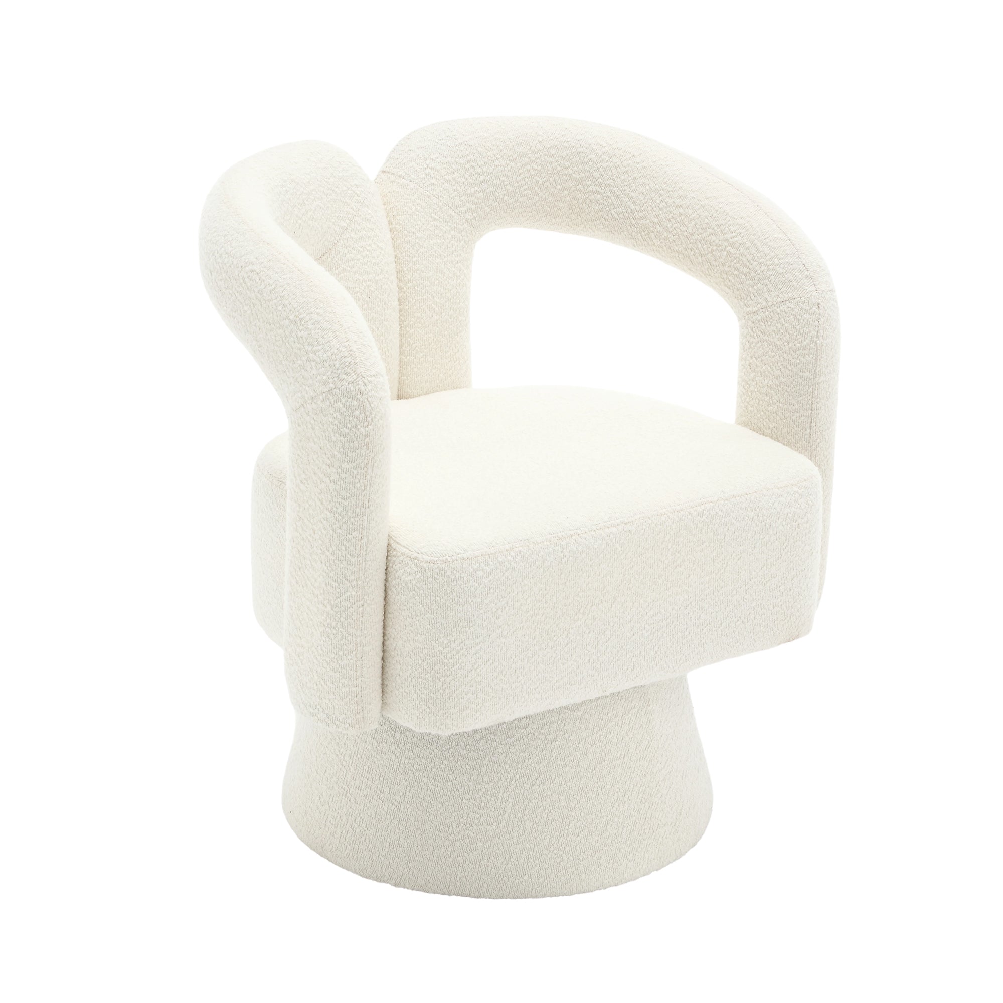 Logidon 360 graden draaibare, gezellige accentstoel beige bouclé