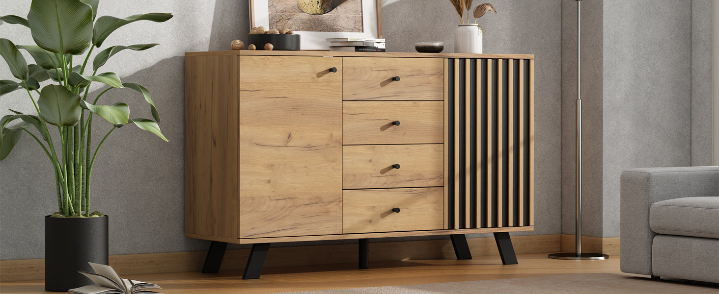 Logidon sideboard 120x38x75cm 4 drawers 2 doors hollow design