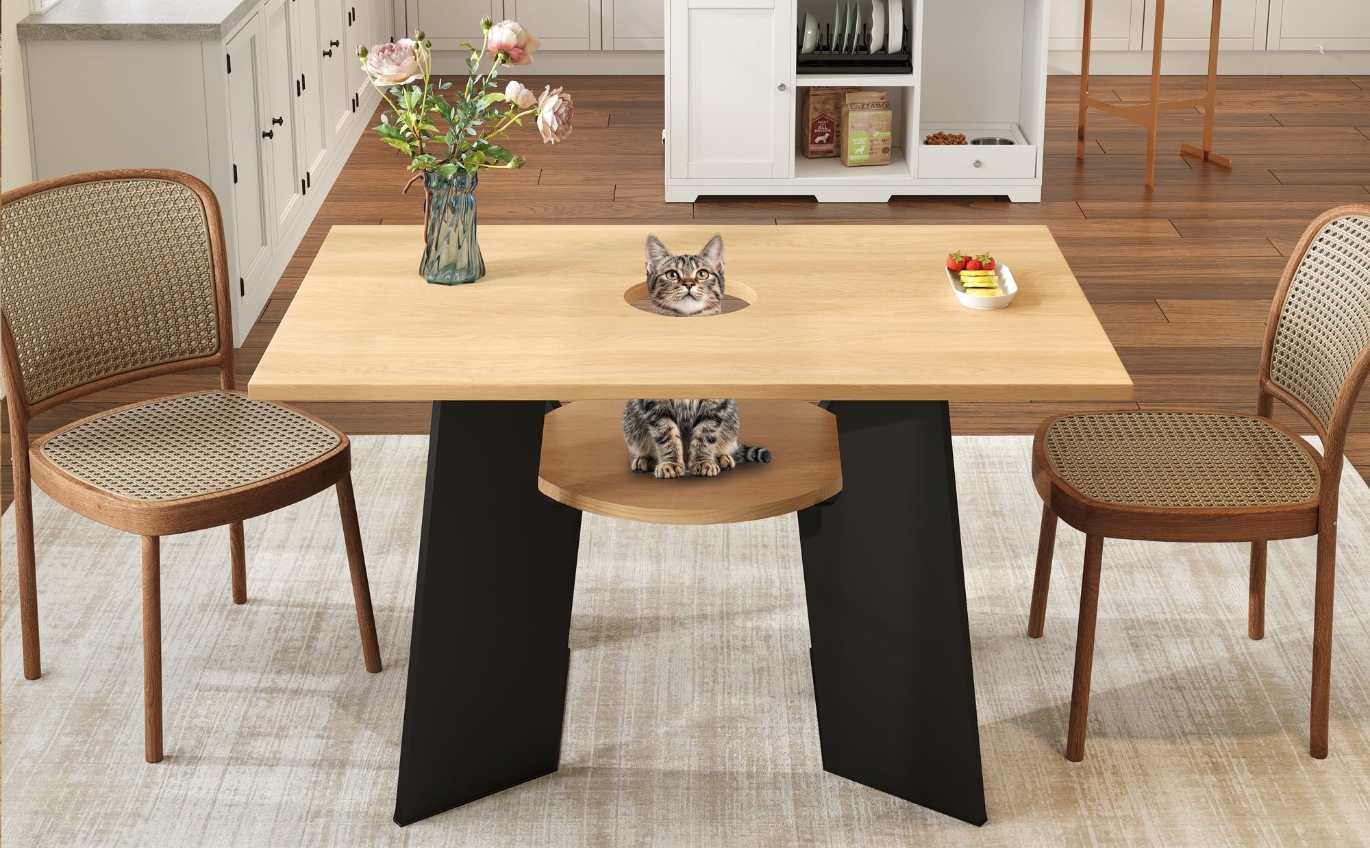 Logidon Huisdiervriendelijke eettafel met huisdierzone 130x85x75 cm