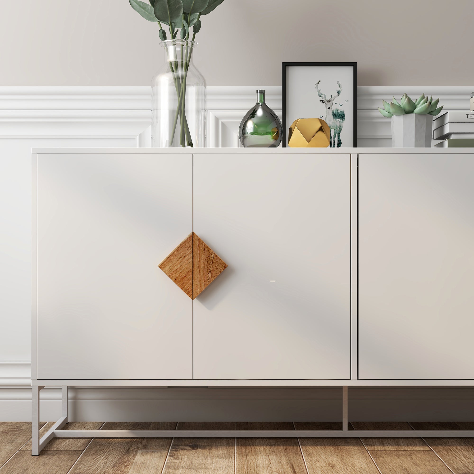 Logidon Wit Dressoir 160 cm met 4 deuren en dubbele opbergruimte