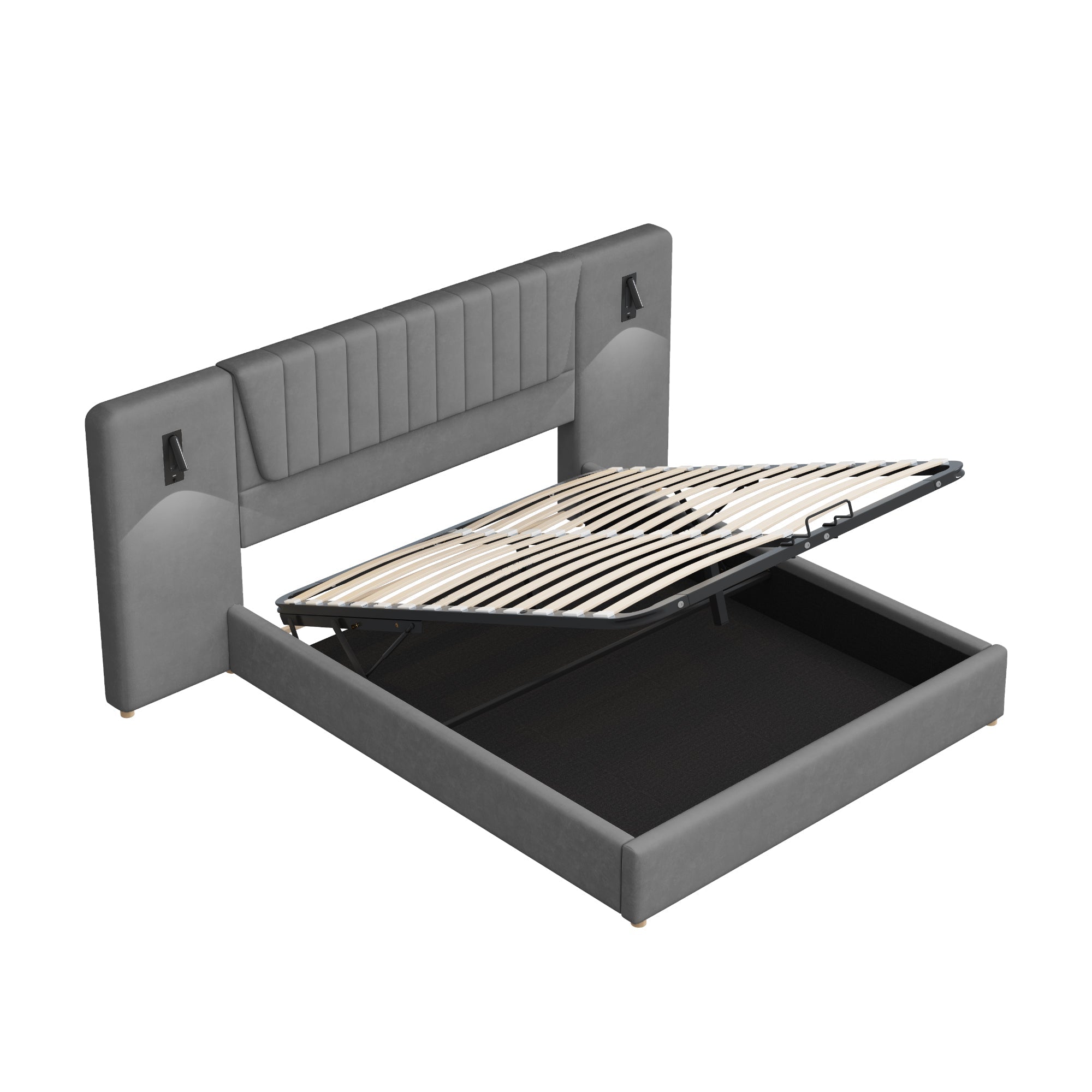 Logidon gestoffeerd bed 180x200 cm grijs met extra lange rugleuning