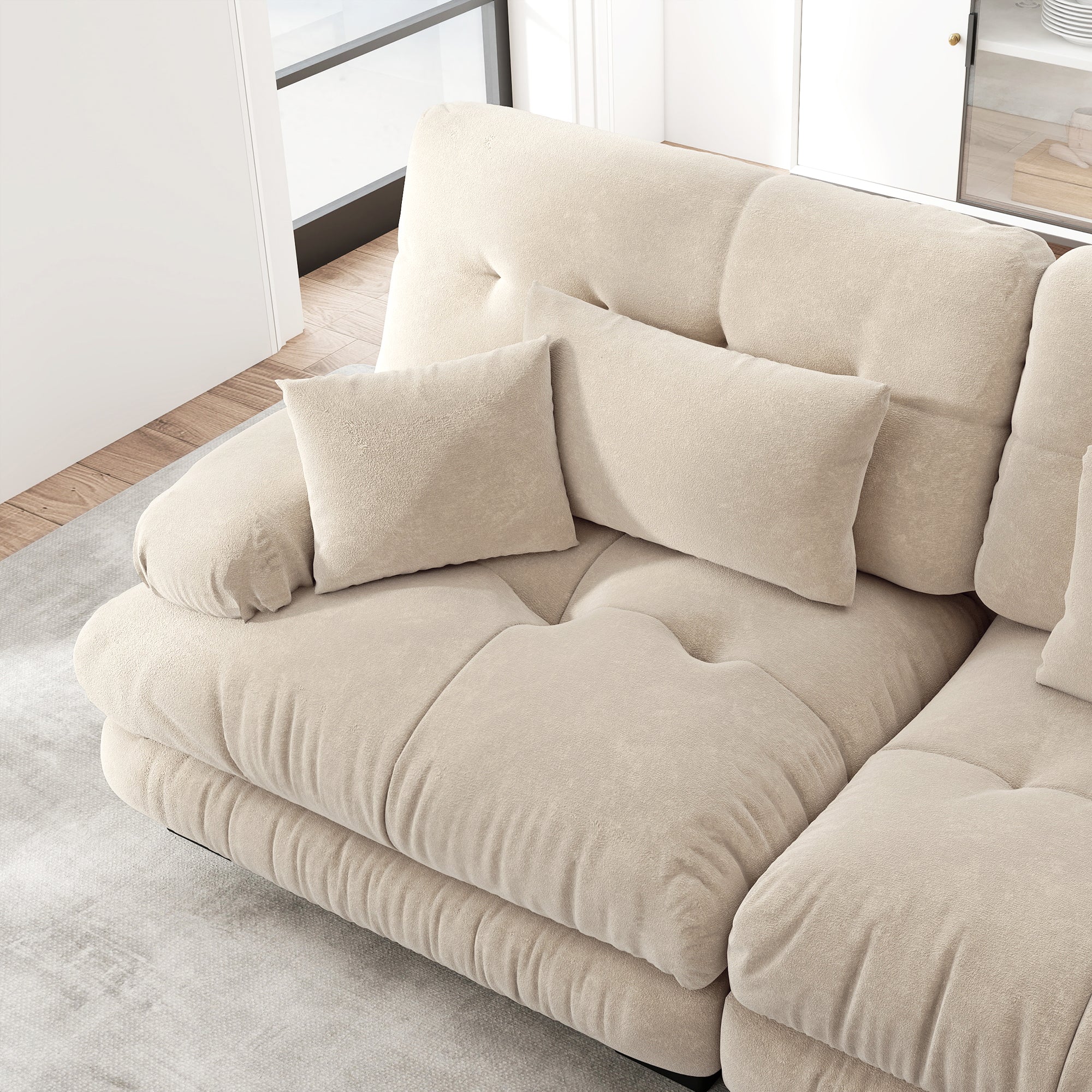 Logidon Cloud hoekbank 220x145 cm chenille lichtbruin