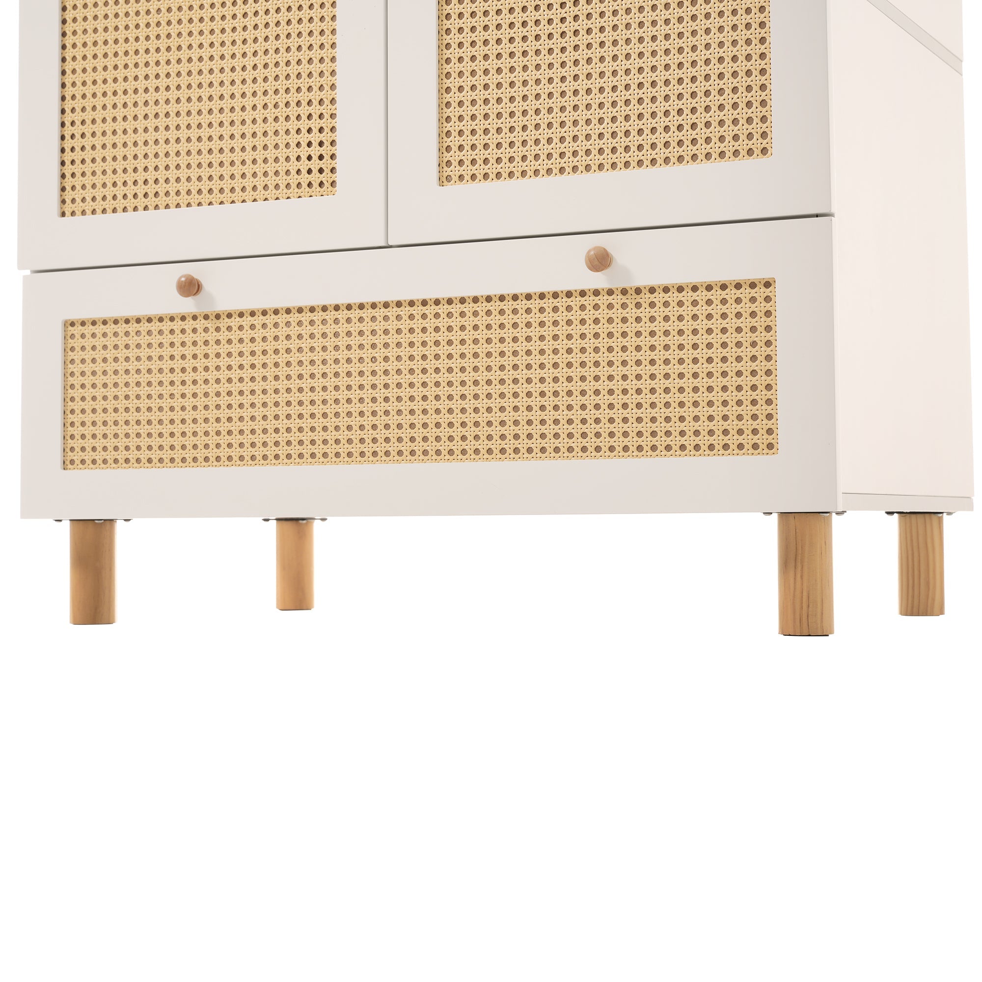 Logidon kledingkast wit met rotan deuren 180x85x52 cm landelijke stijl