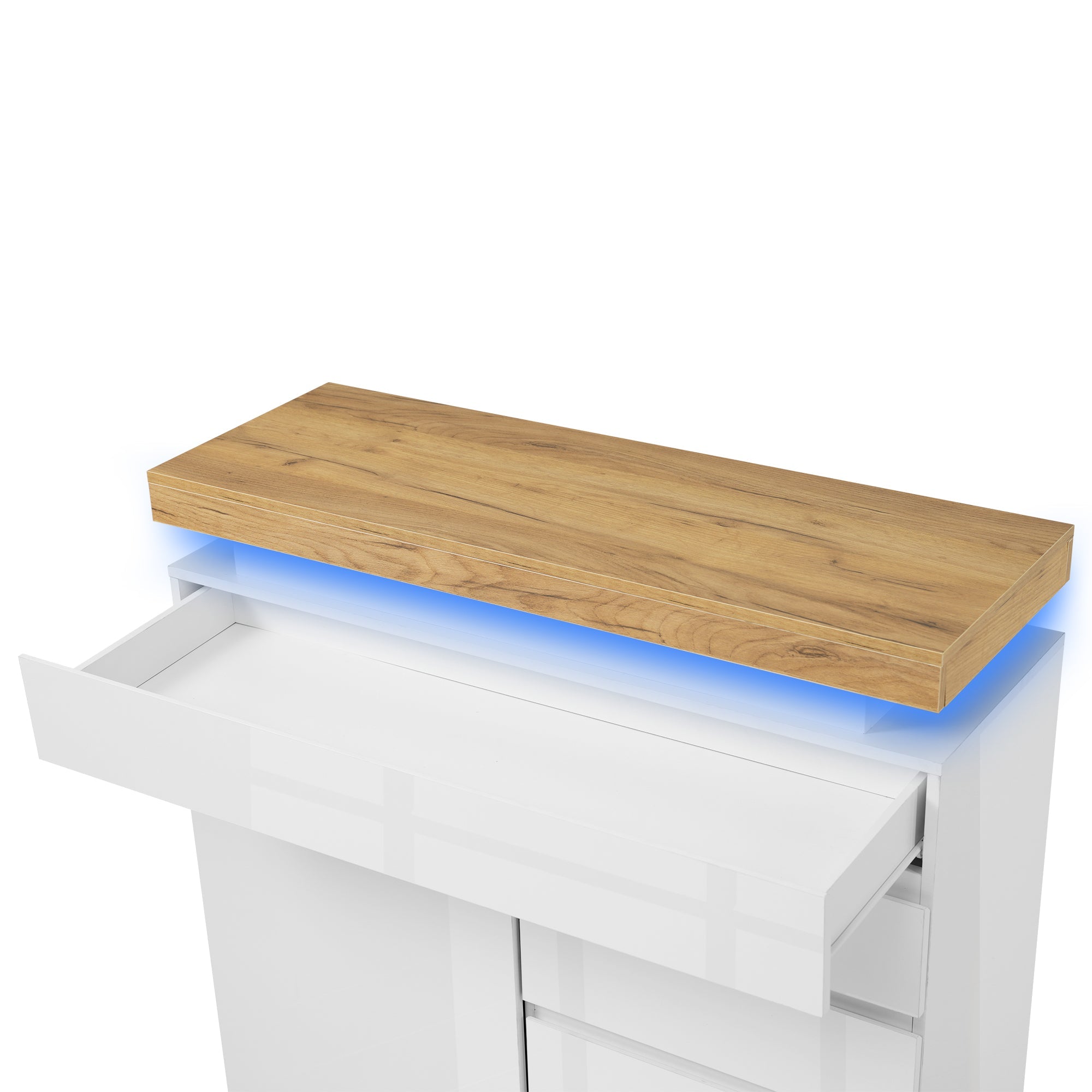 Logidon high gloss chest of drawers white LED lighting app control 2 doors