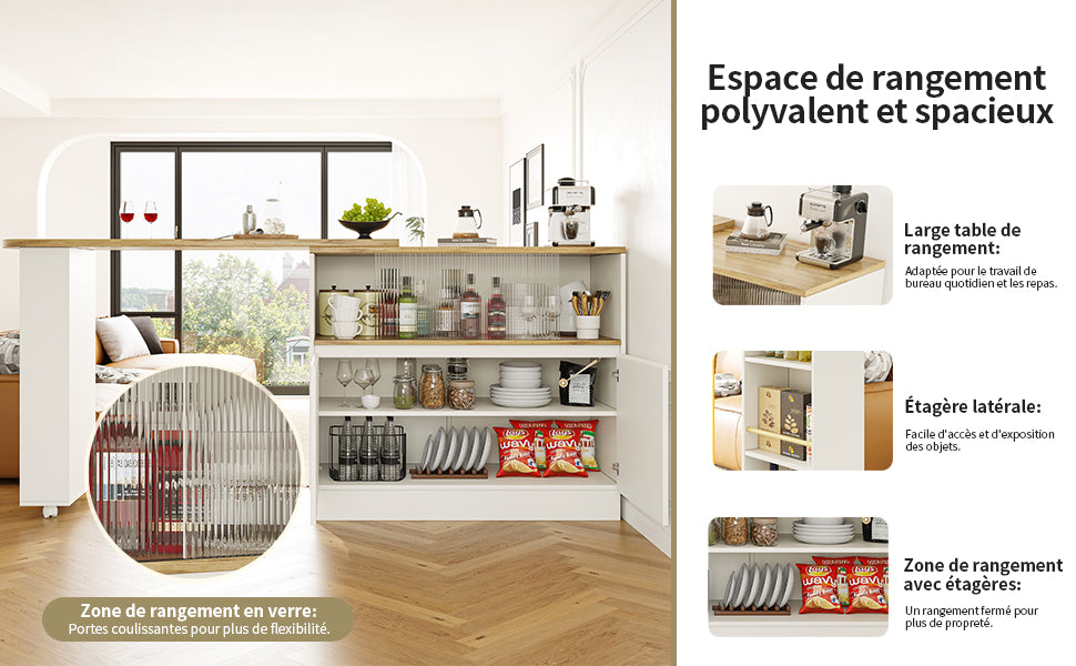 Logidon 360° draaibaar dressoir wit 90×45×100 cm glazen schuifdeur