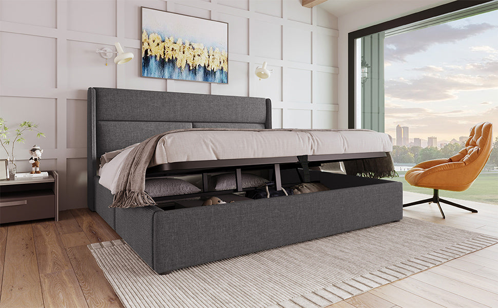 Logidon gestoffeerd bed 180x200cm verstelbare hoofdsteunen met opbergruimte
