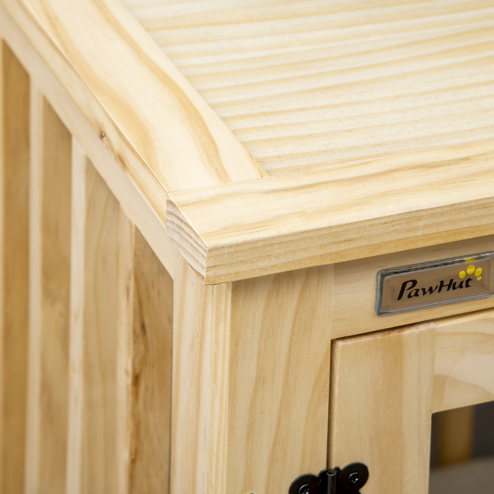 Logidon hondenkooi naturel hout crème wit 82,5×57×72 cm met kussen