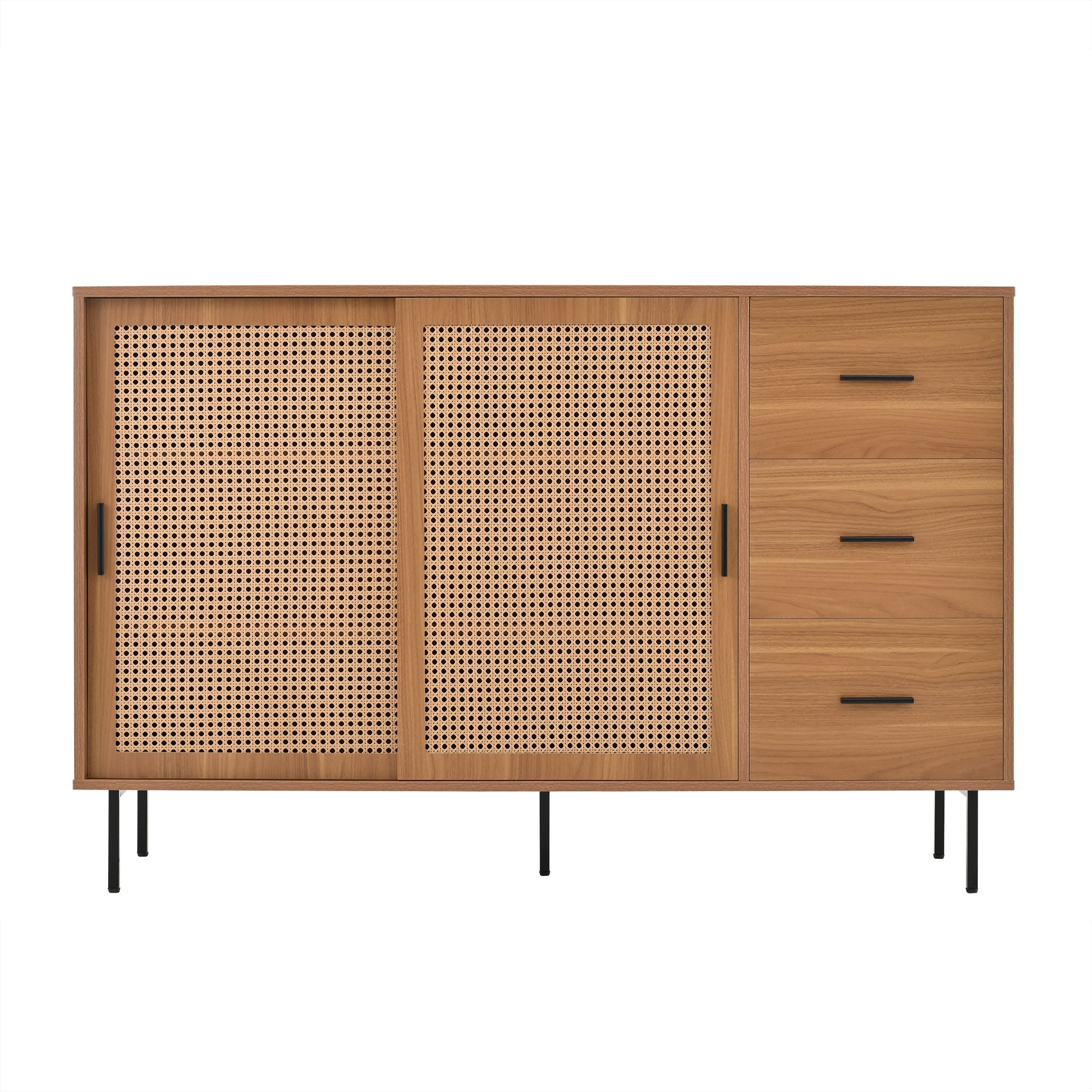 Logidon dressoir naturel 140x37x91cm met 2 schuifdeuren en 3 lades