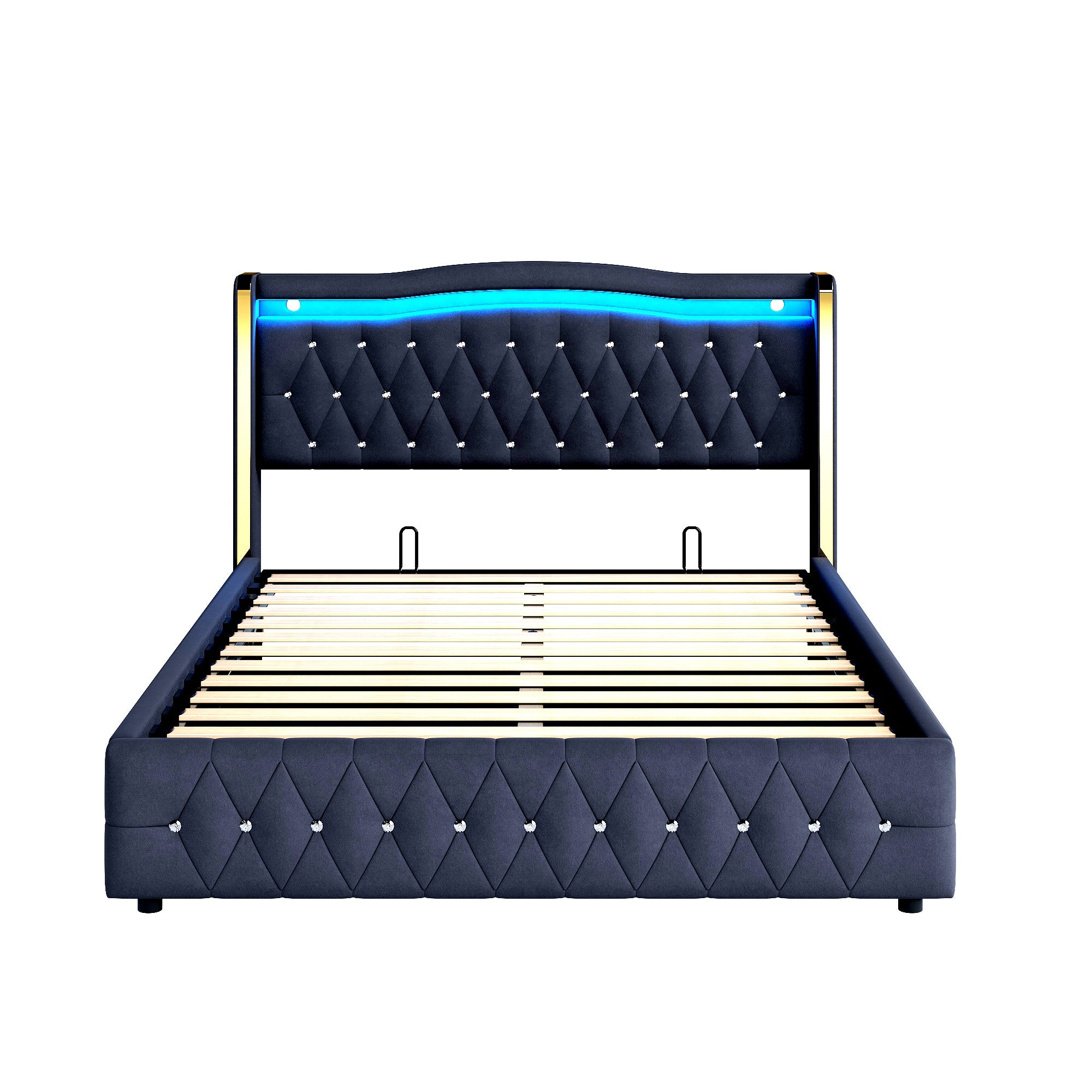 Logidon gestoffeerd bed 160x200 zwart fluweel stof met LED verlichting