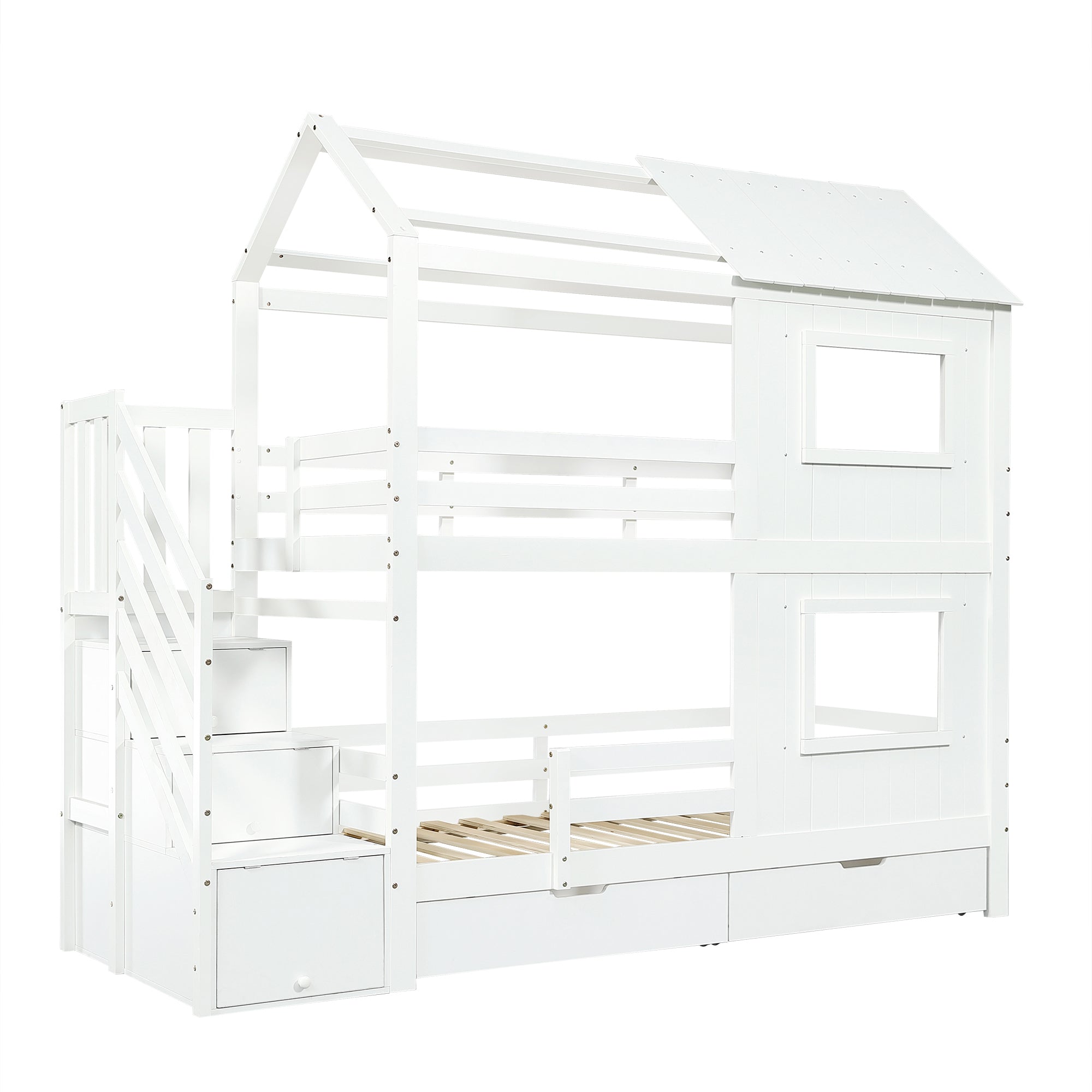 Logidon stapelbed kinderbed 90x200 wit met trapkast