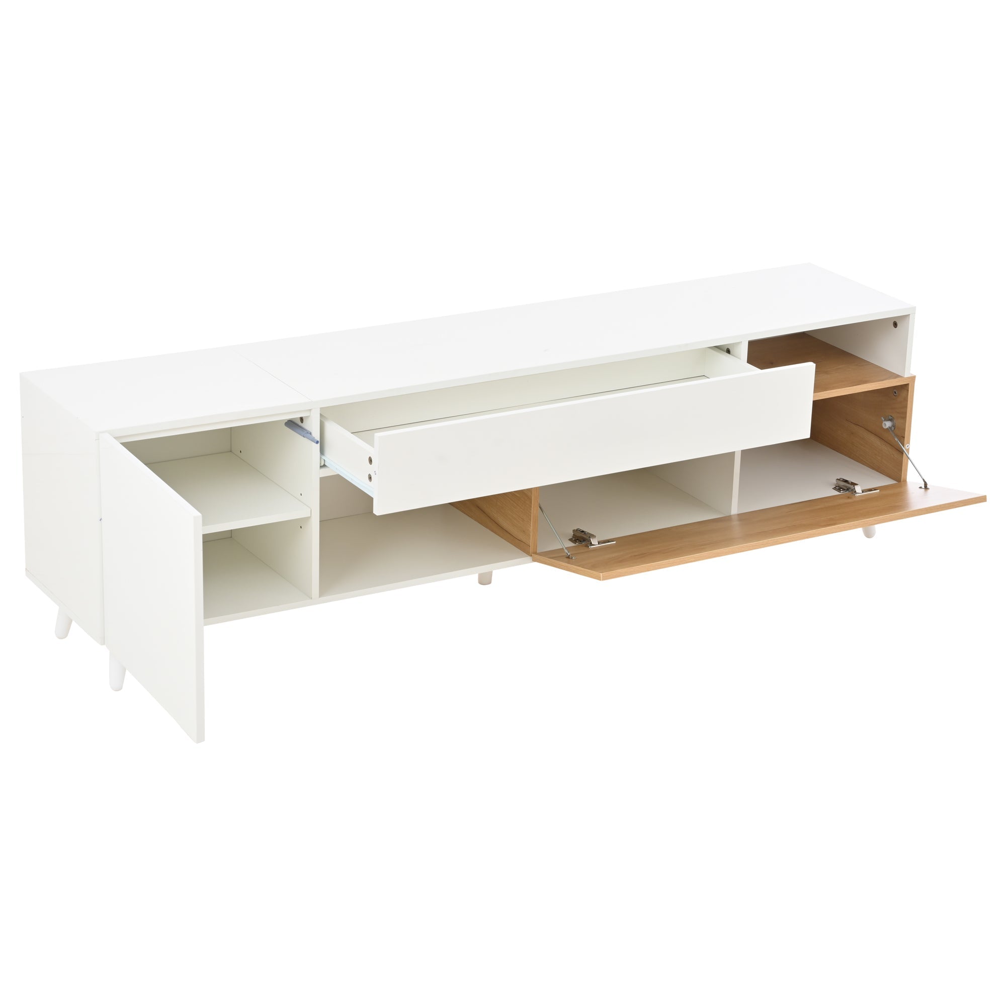 Logidon TV-meubel 180x38x50 cm witte houtlook deur en lade