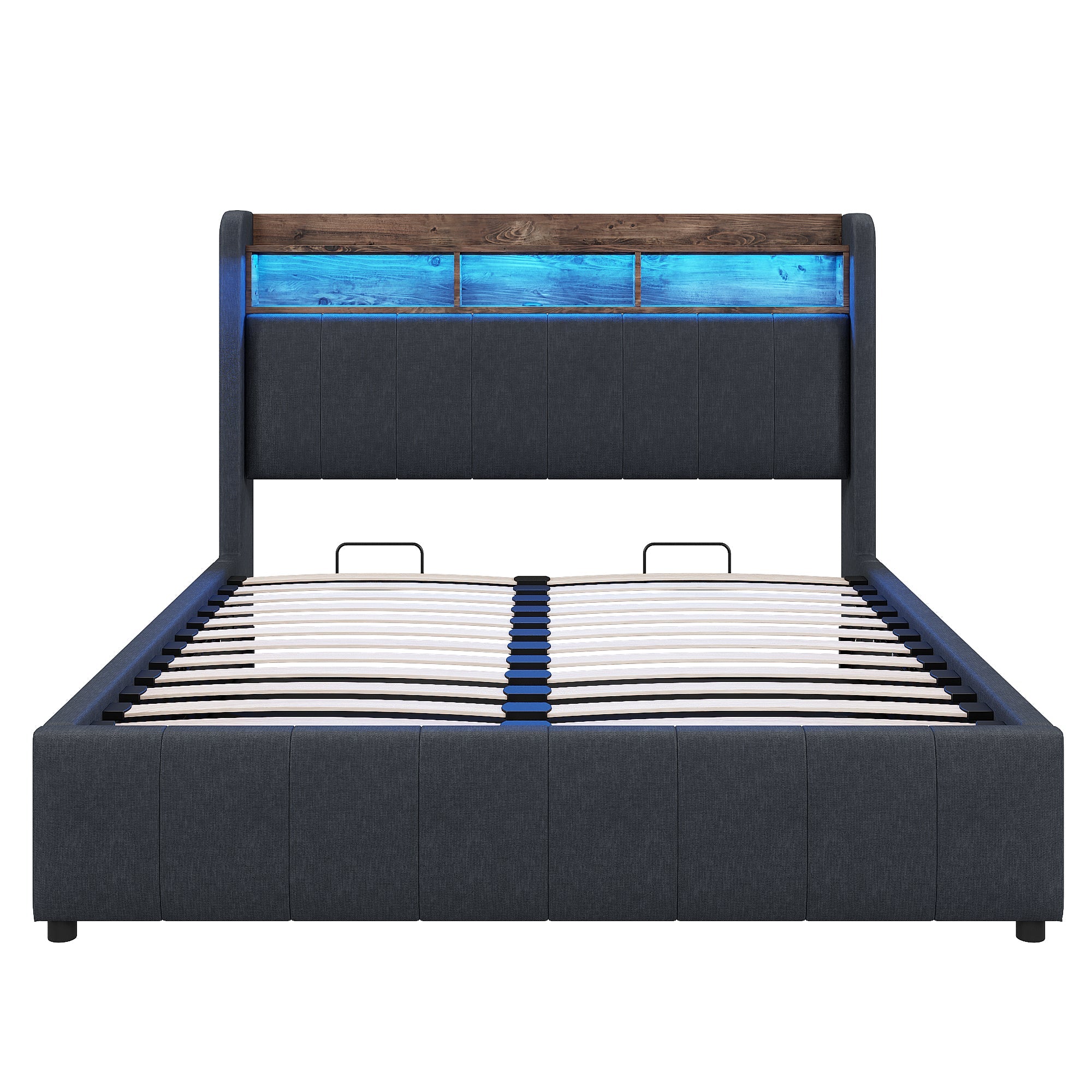 Logidon gestoffeerd bed 140x200 cm grijs met LED verlichting USB opbergruimte