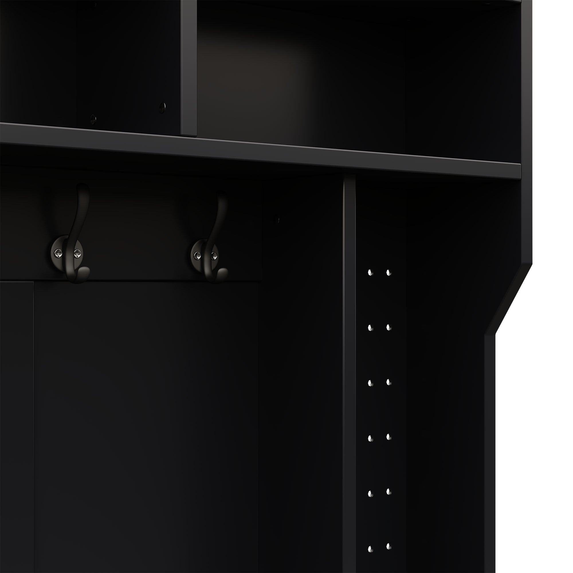 Logidon kledingkastset zwart 100x185,5x40 cm met bank 6 haken