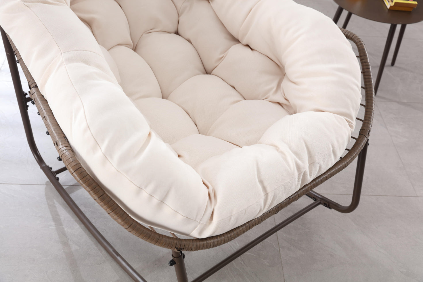 Logidon Outdoor Lounge Chair Groot Rieten Eigrijs met Dik Kussen
