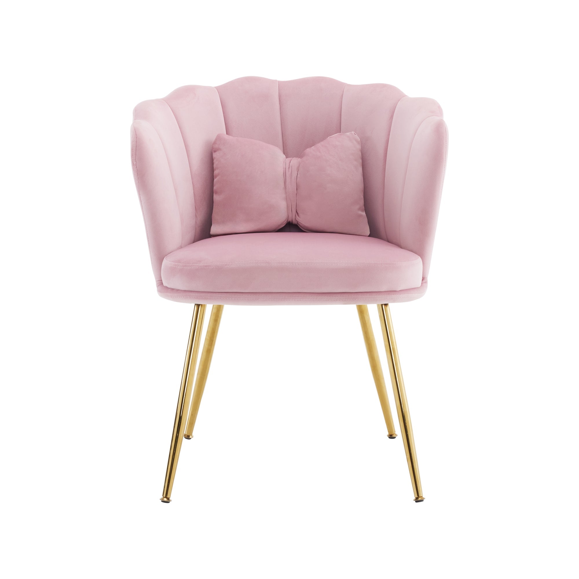 Logidon Set of 4 Pink Velvet Chairs with Petal Backs and Gold Legs