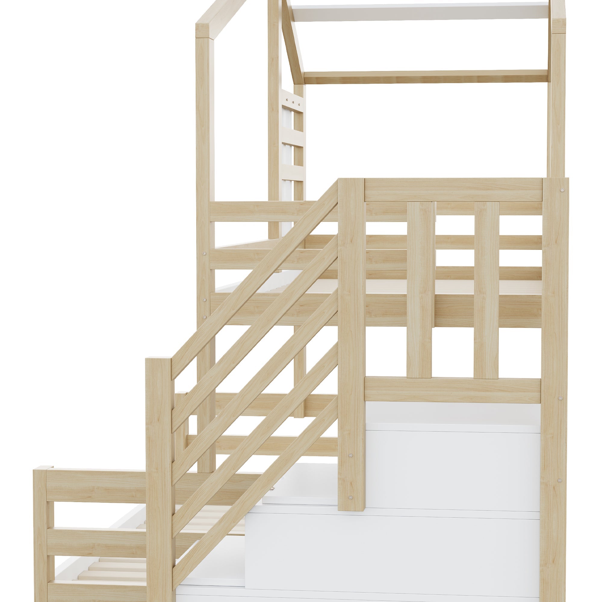 Logidon stapelbed 90x200 cm natuurlijk grenenhouten raamrailing