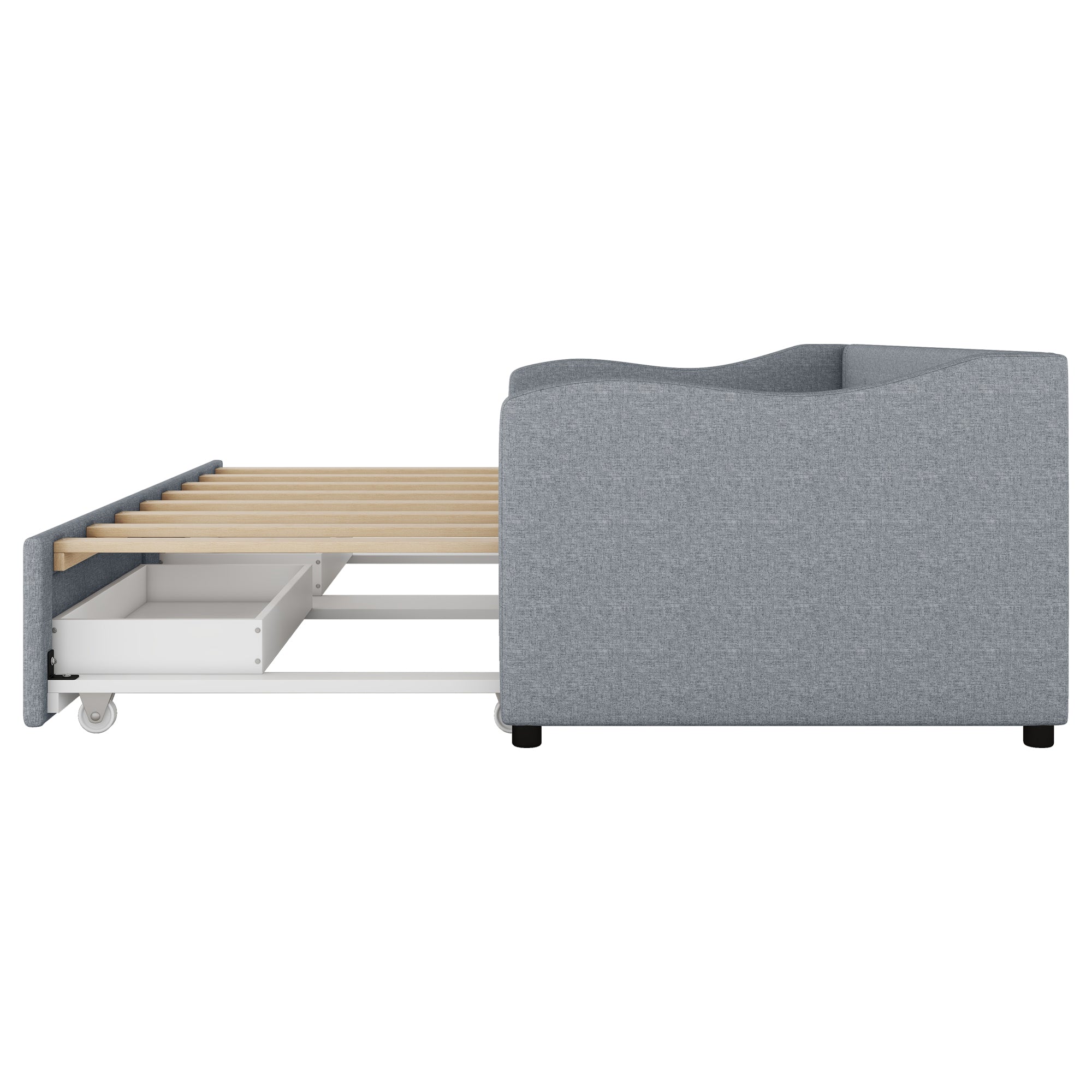 Logidon daybed 90x200 cm with pull-out bed, 2 drawers gray