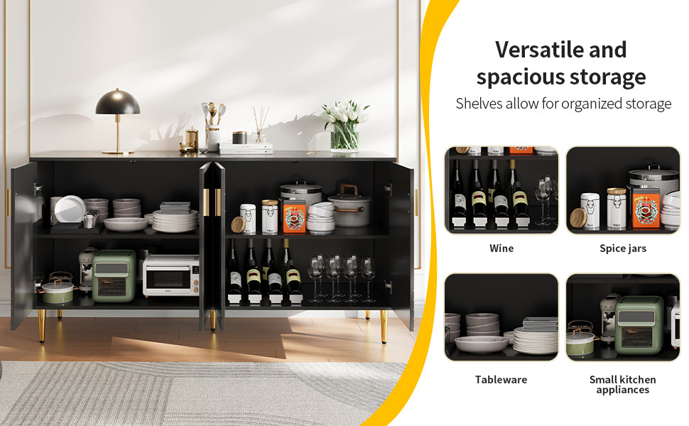 Logidon Zwart dressoir 152x40x75 cm golfdesign