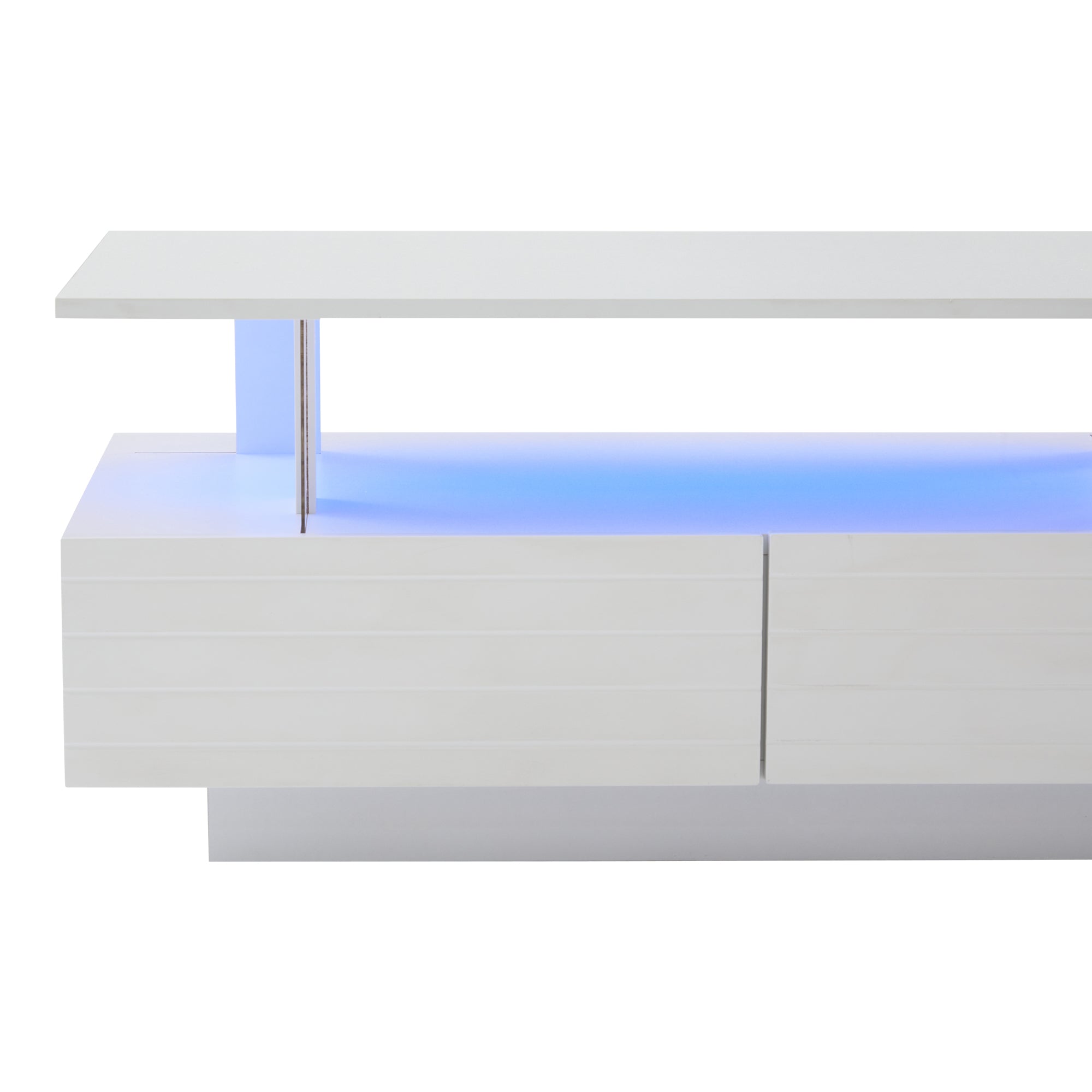 Logidon Witte LED Salontafel met Opbergruimte Bluetooth App Bediening 100x50x42 Cm