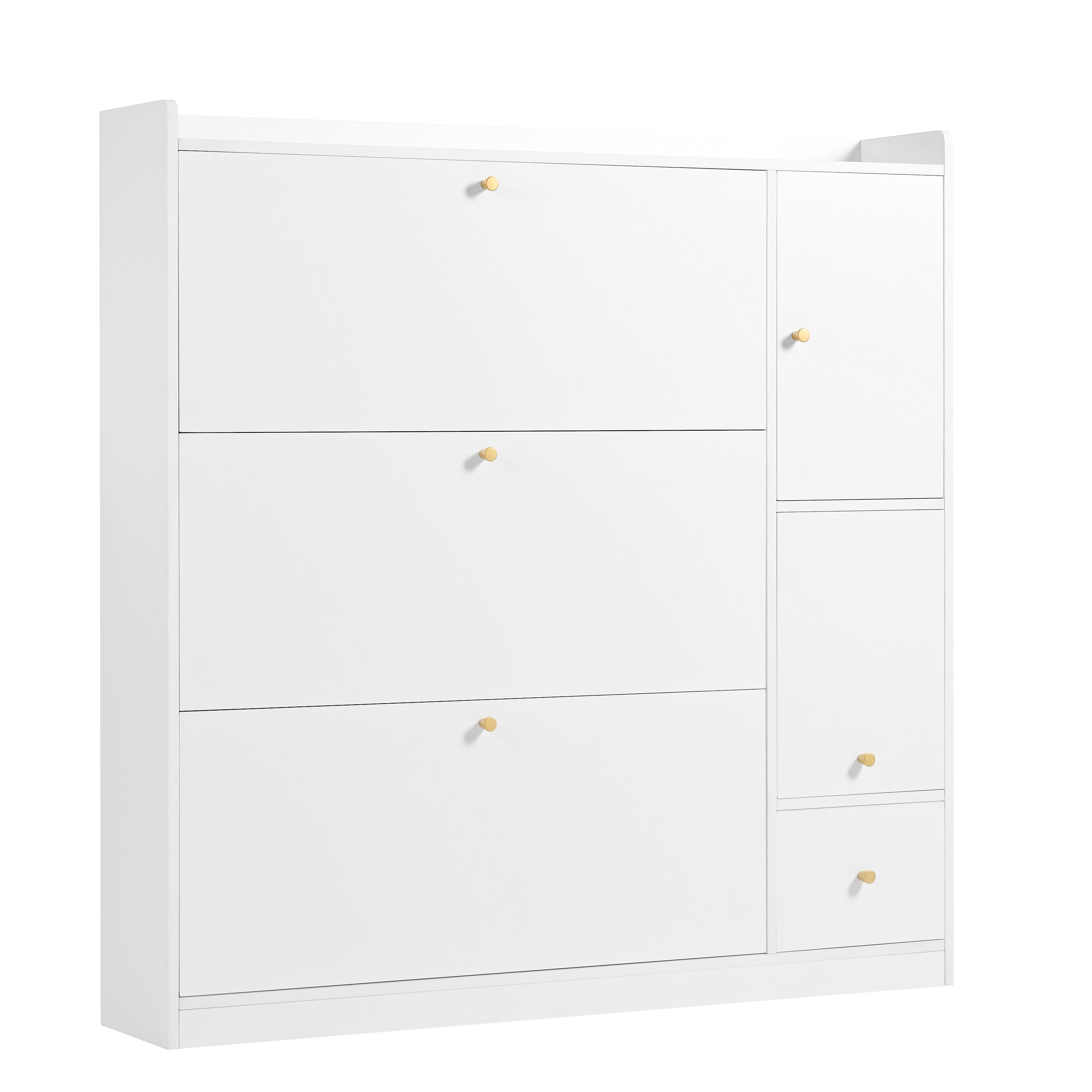 Logidon veelzijdige kantelbare schoenenkast met 3 klapladen wit