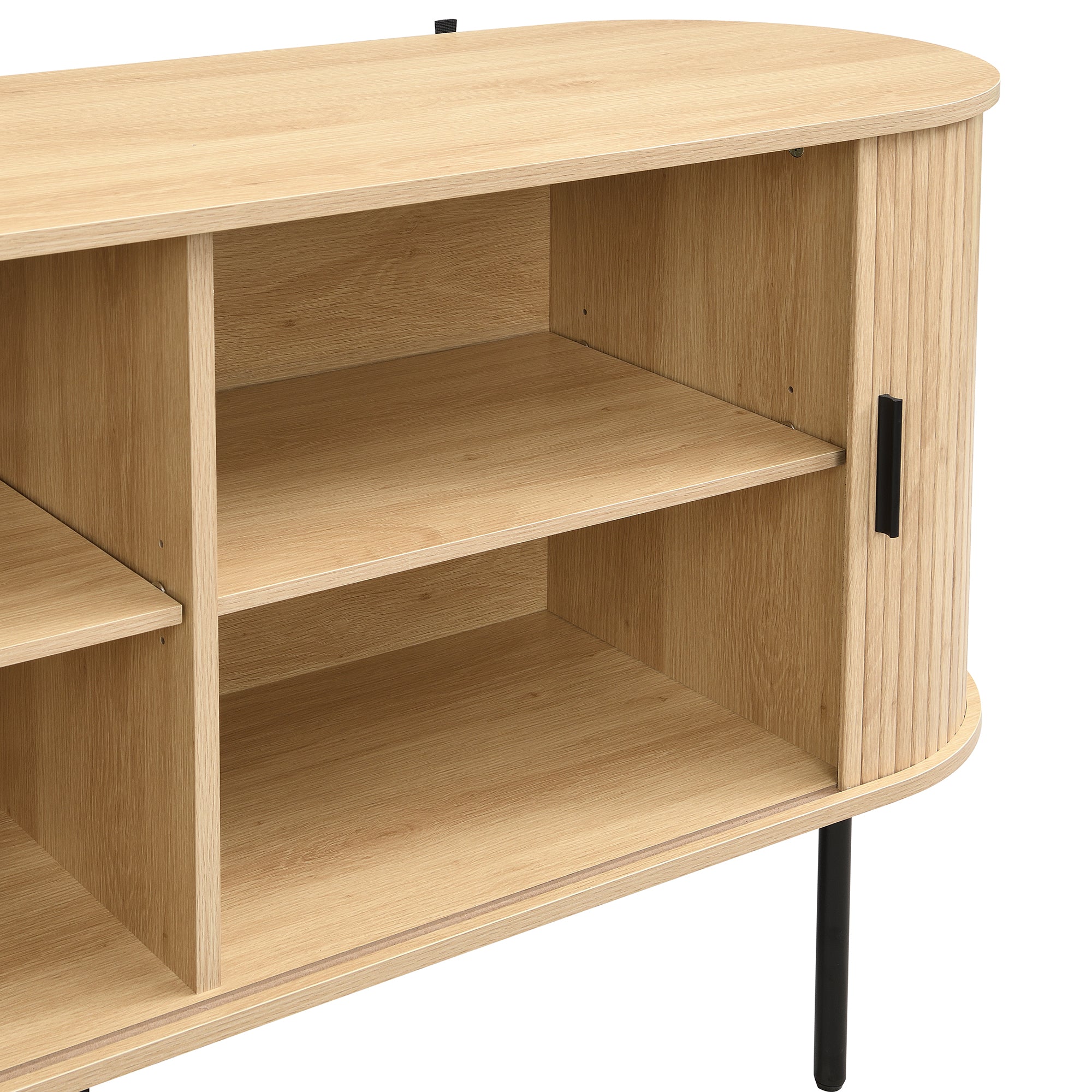 Logidon Modern MDF dressoir met rolluikdeuren en aluminium handgrepen