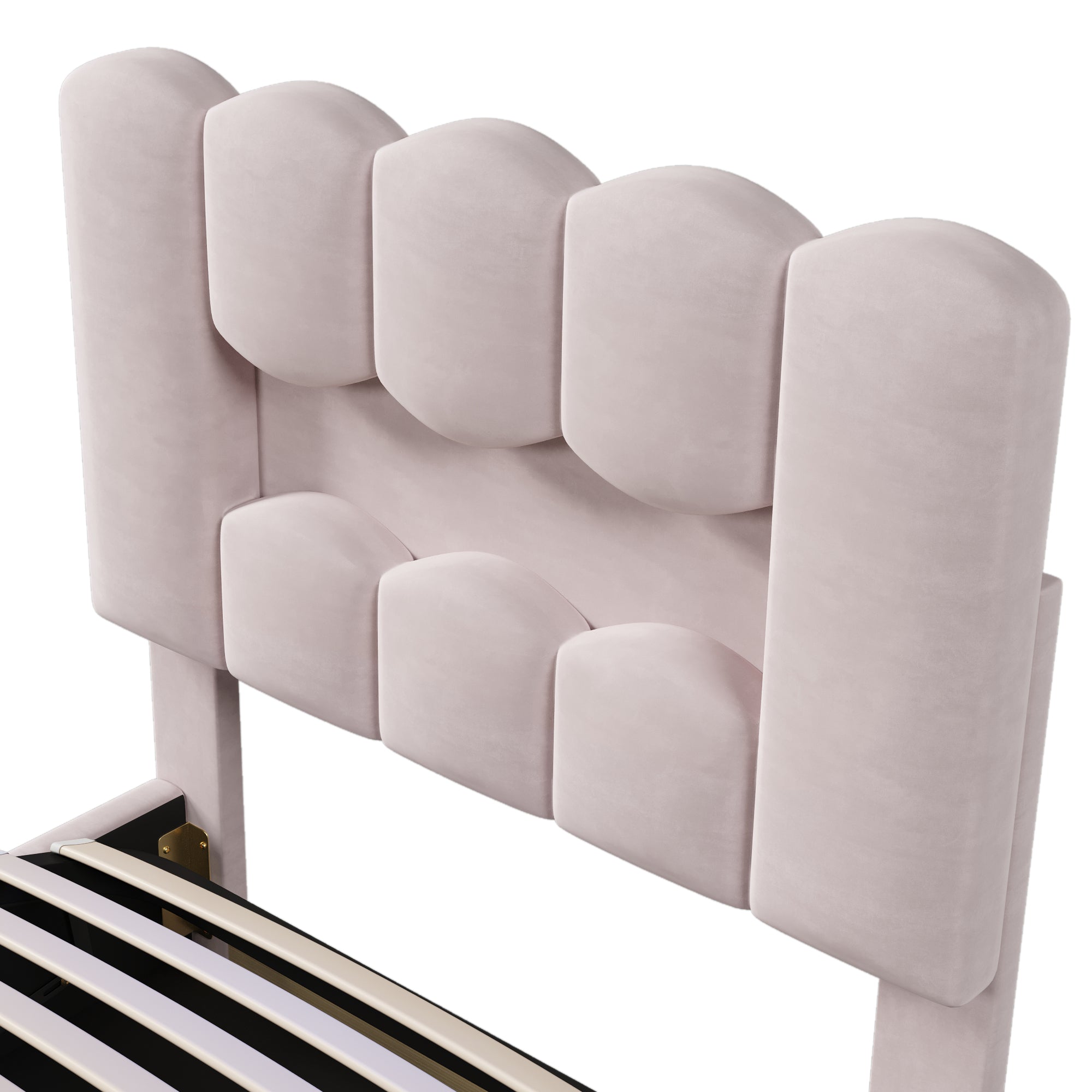 Logidon upholstered bed 90x200 pink velvet LED lighting hydraulic