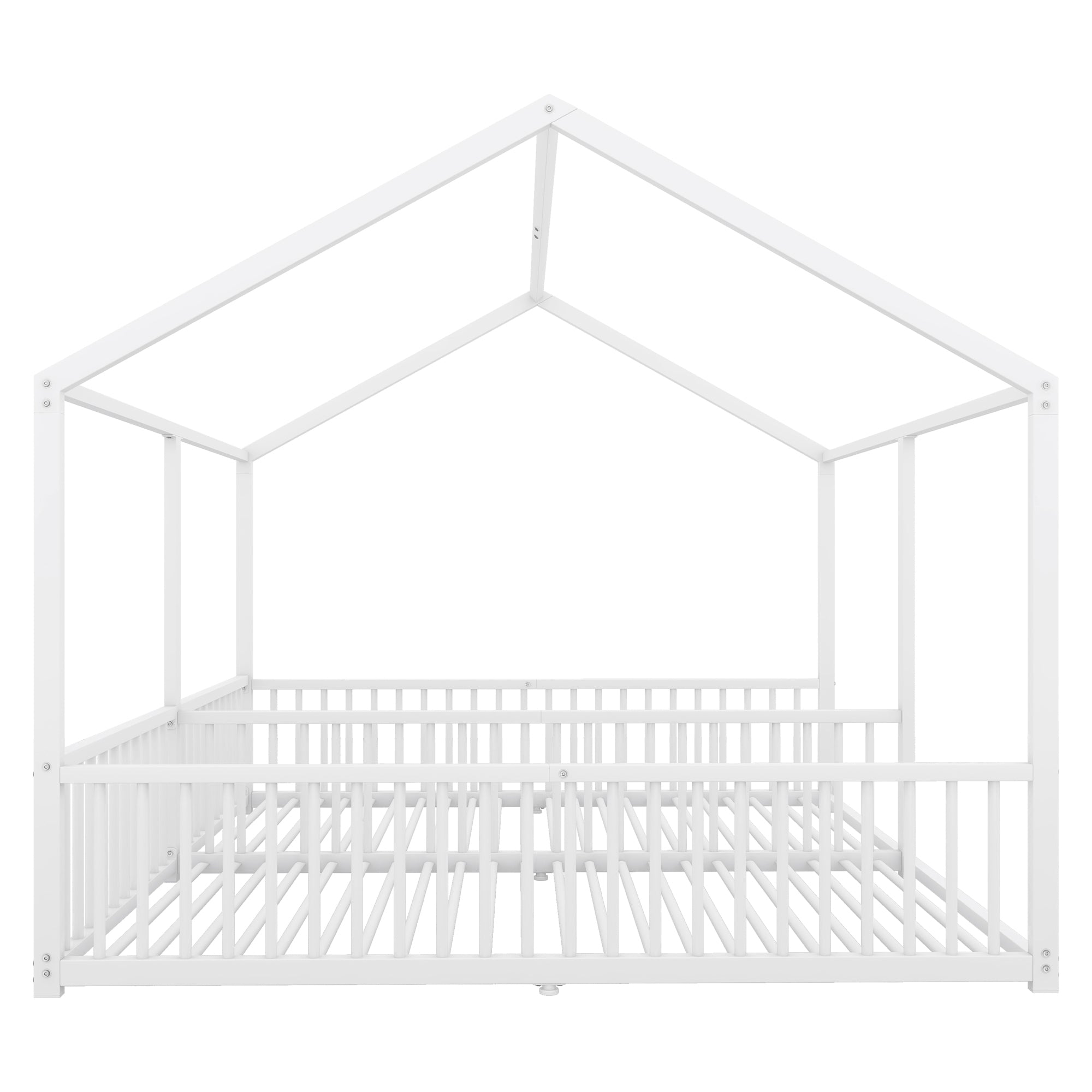 Logidon metalen bed kinderbed 90x200 cm huisvorm wit