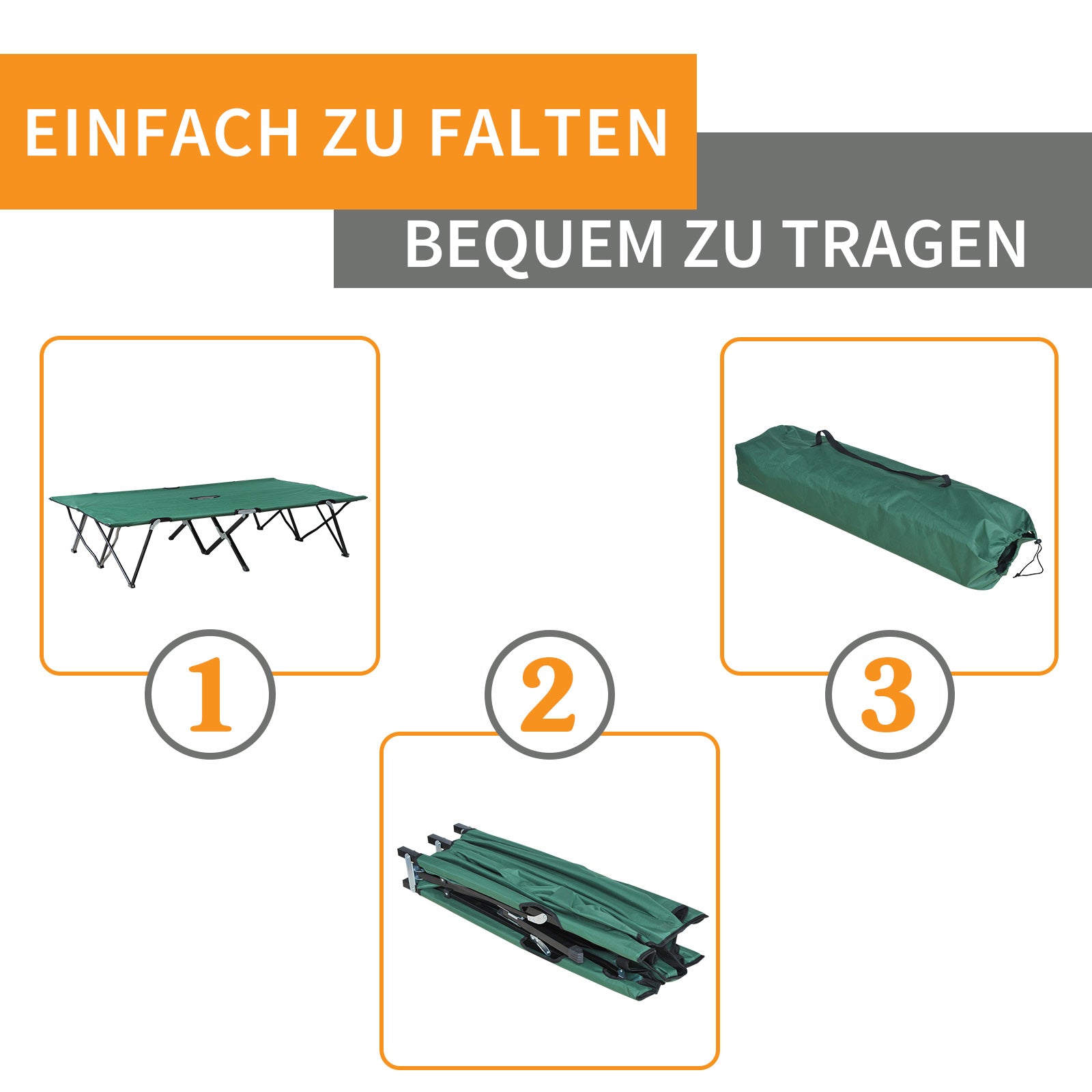 Logidon campingbed 2-persoons opklapbed 193x125x40 cm groen zwart