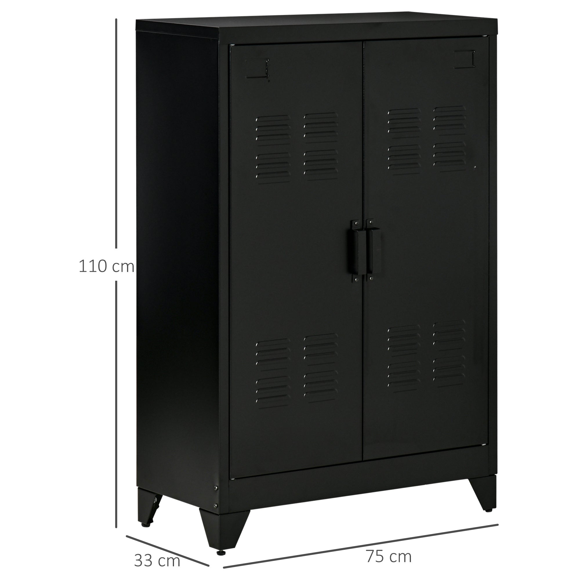 Logidon archiefkast dressoir met lattendeuren zwart 75x33x110 cm