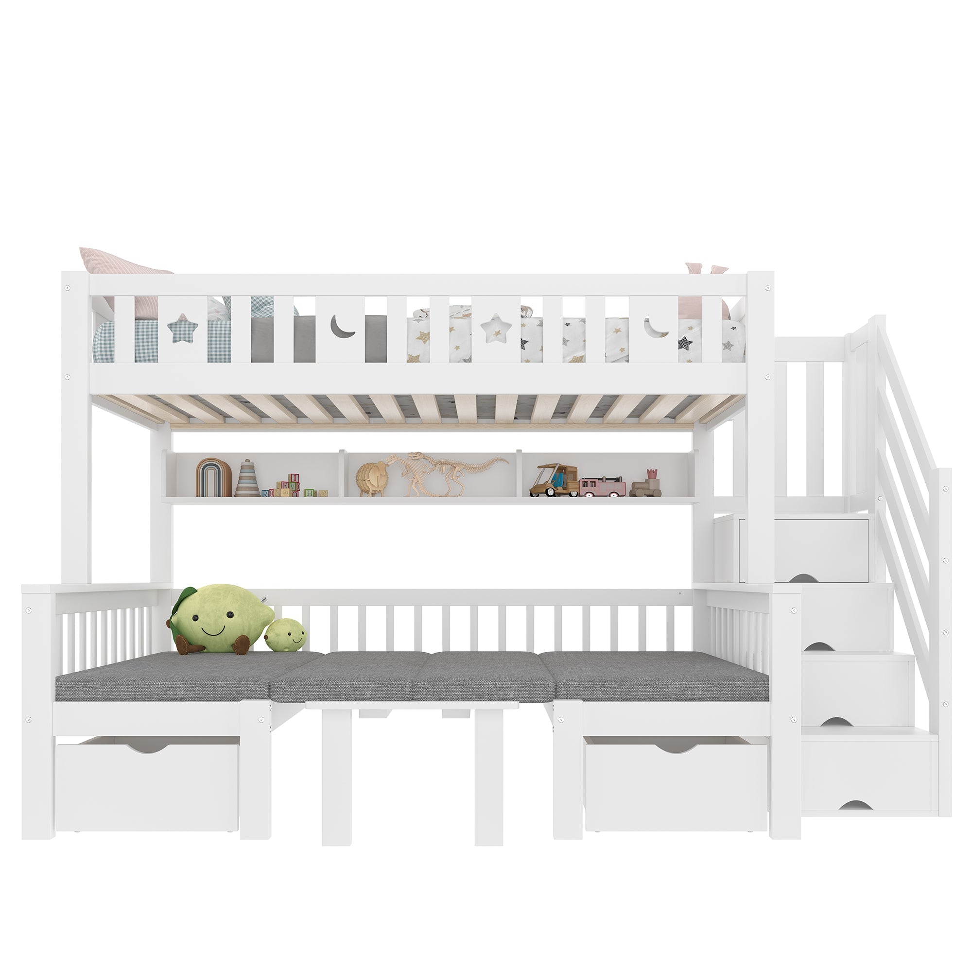Logidon hoogslaper 90x200 cm wit 2-in-1 bed en bureau