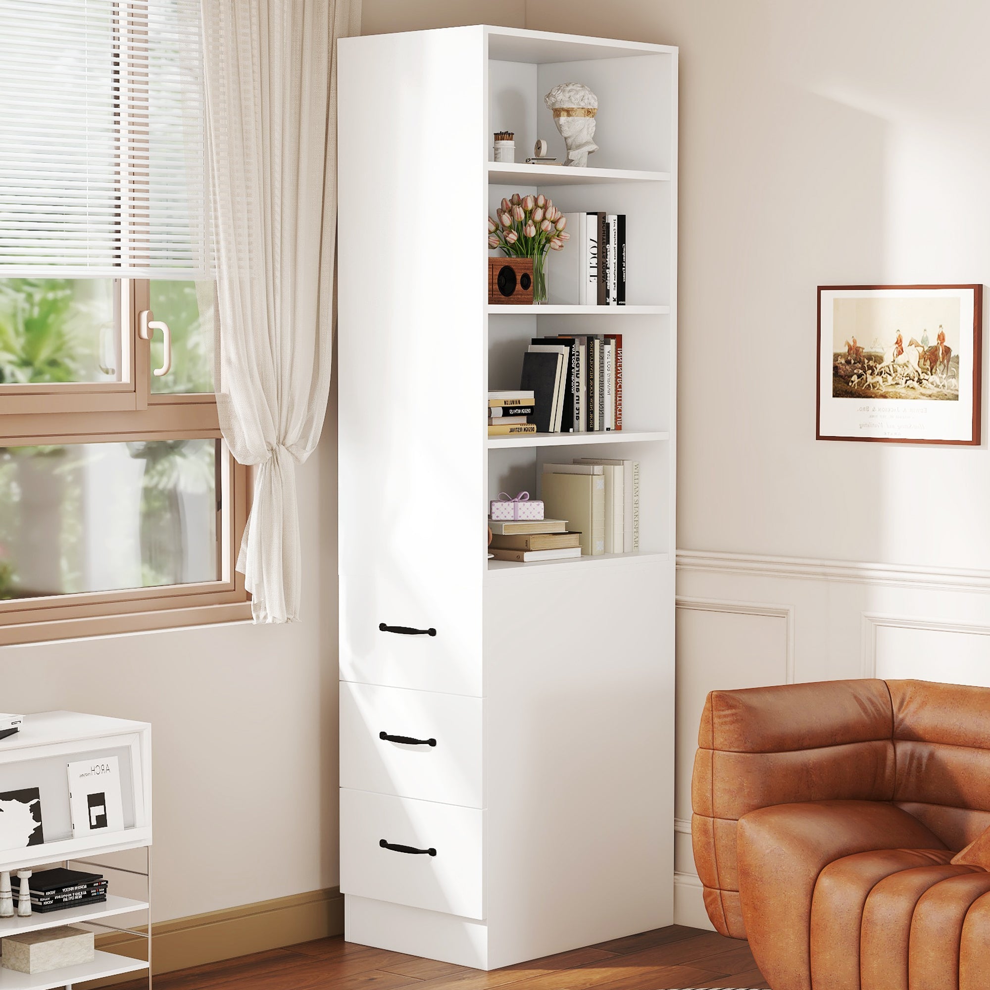 Logidon 180 cm smalle boekenkast wit met zijladen