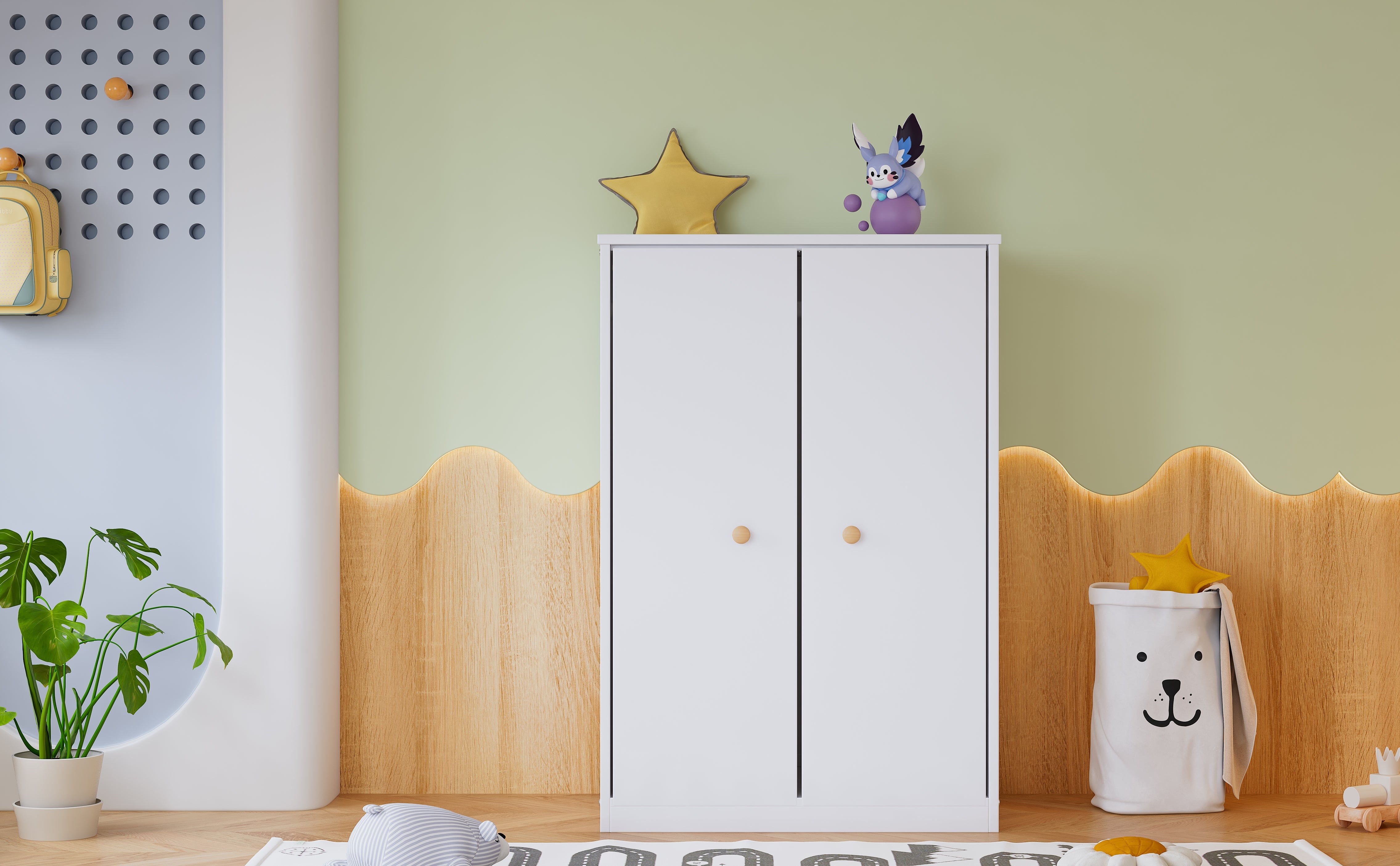 Logidon Small Wardrobe With Rod 2 Doors White MDF