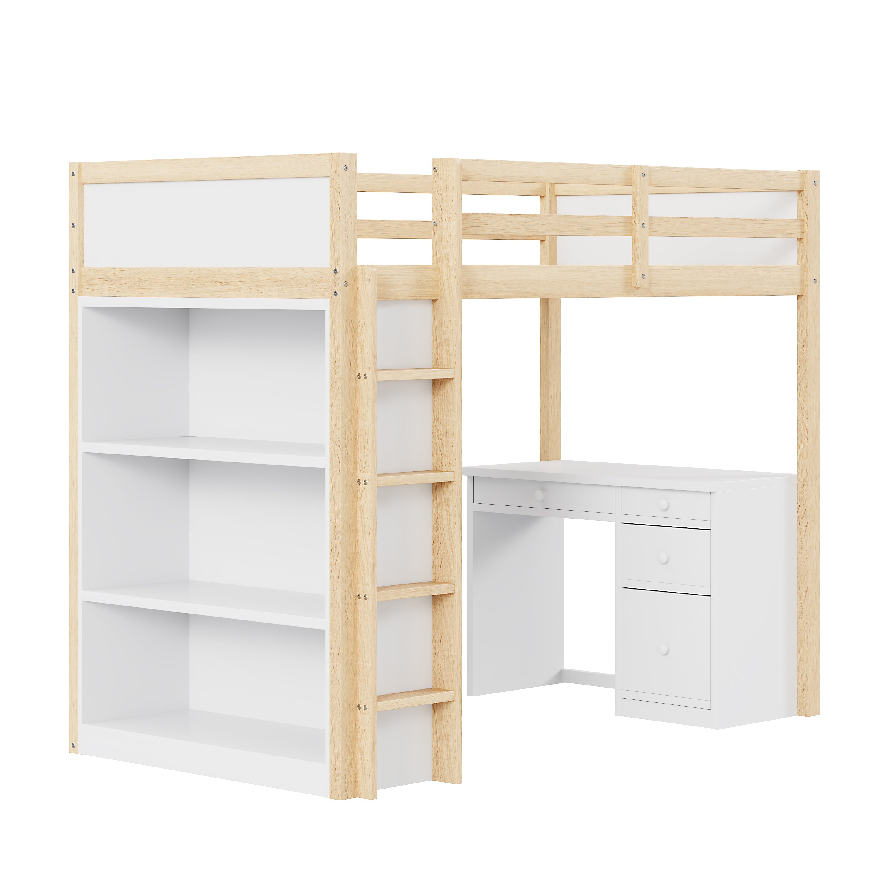 Logidon hoogslaper 90x200 cm met opbergruimte en computertafel wit