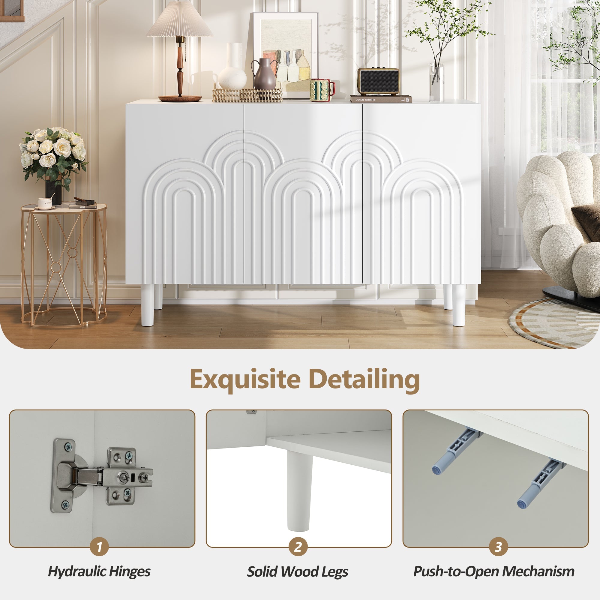 Logidon Dressoir 120x38,5x79 cm Wit MDF met 3 deuren