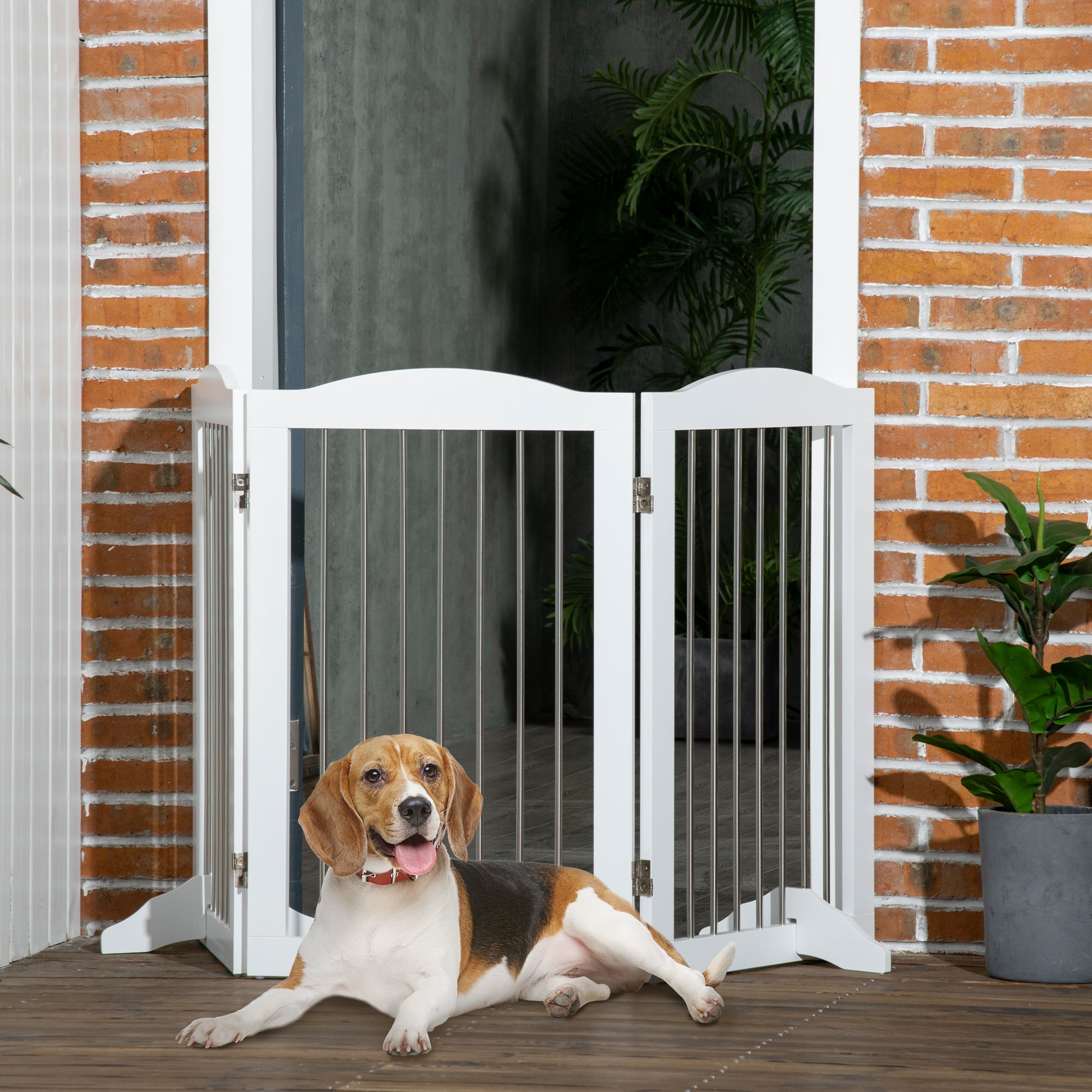 Logidon hondenhek wit 154 x 30 x 80 cm opvouwbare standaard