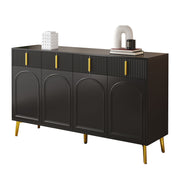 Logidon Dressoir Zwart met Gouden Handgrepen en Poten 140x37,8x82