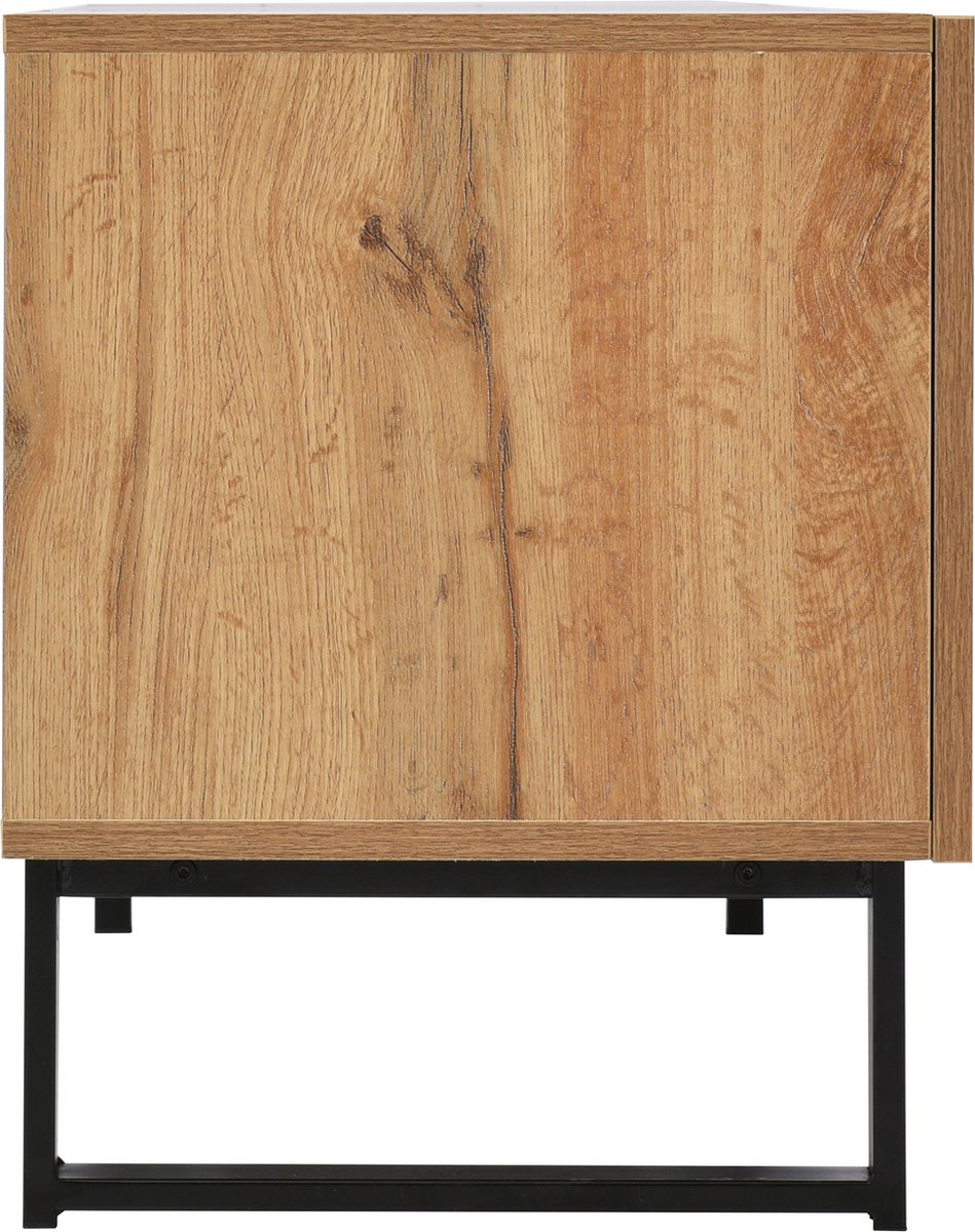 Merax TV-Meubel - Moderne TV Kast met Opbergruimte - Zwart met Bruin afbeelding 14
