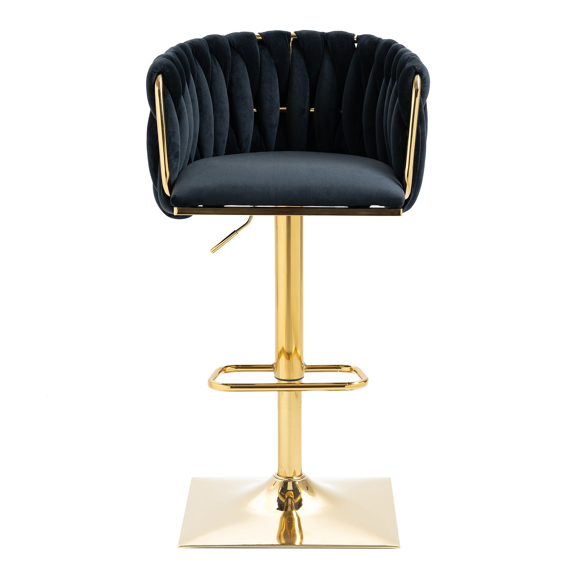 Logidon Vintage Bar Stool Velvet Black Adjustable Height Rotatable