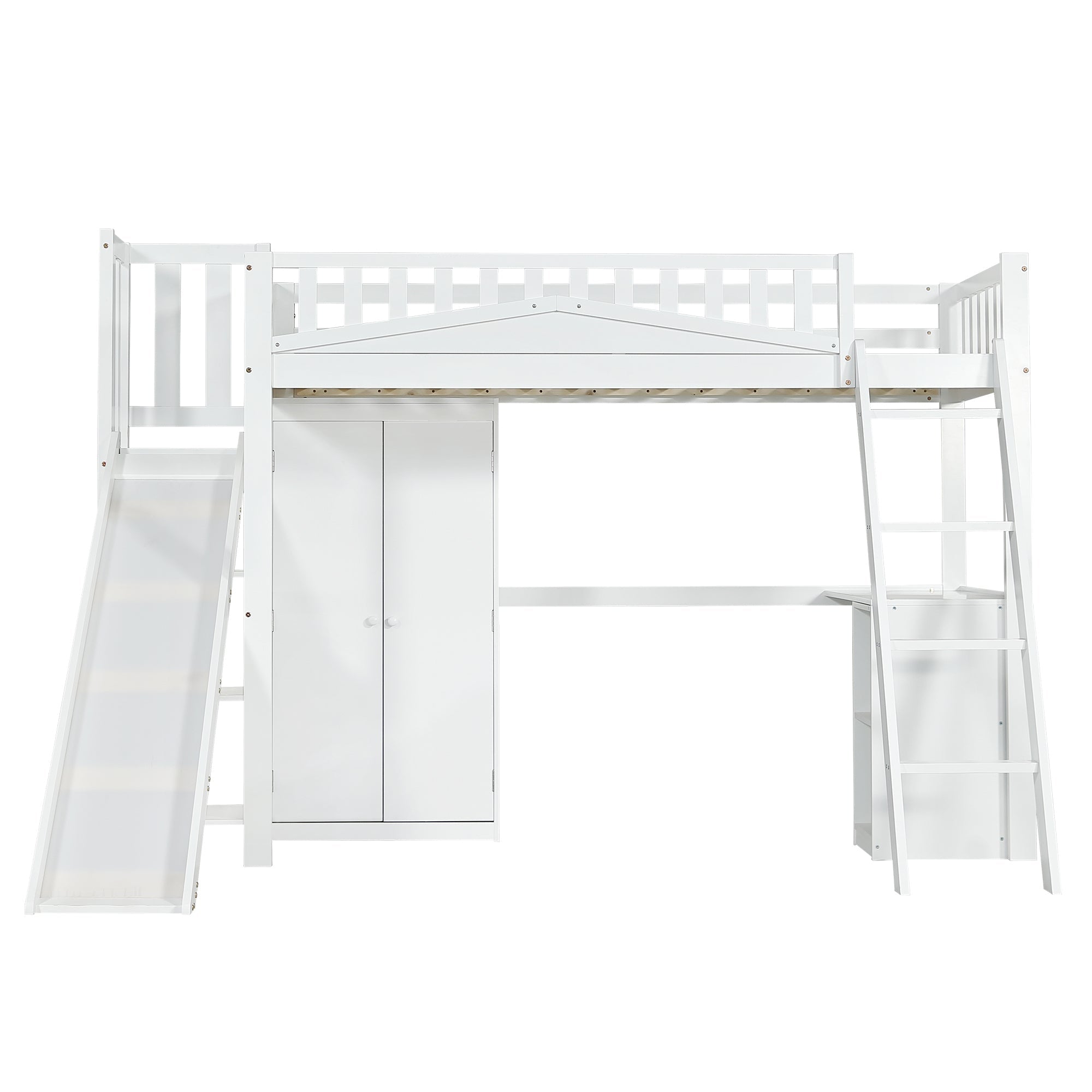 Logidon stapelbed kinderbed met tafel en kledingkast 90x200 wit