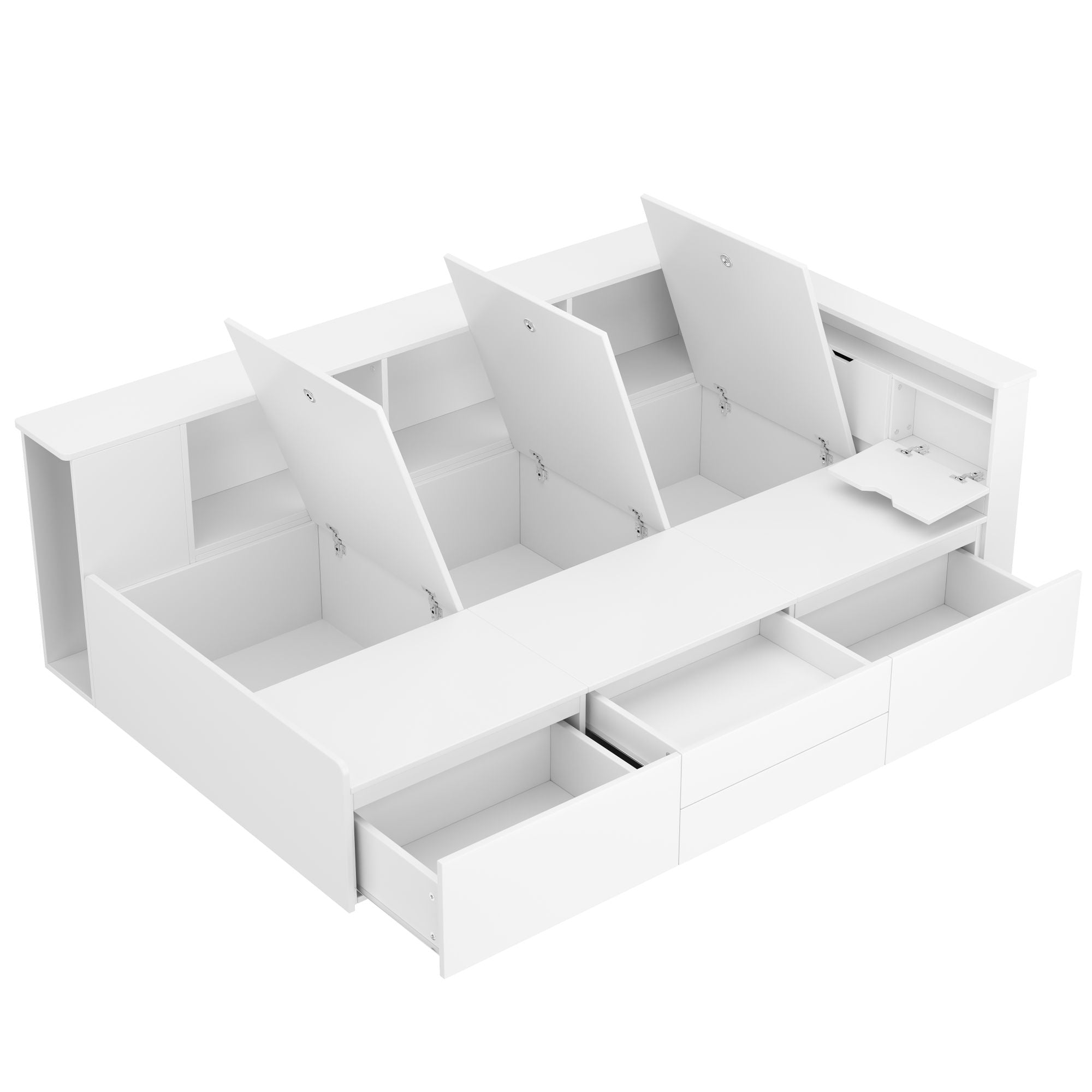 Logidon kinderbed 90x200 cm wit met opbergruimte en boekenkast