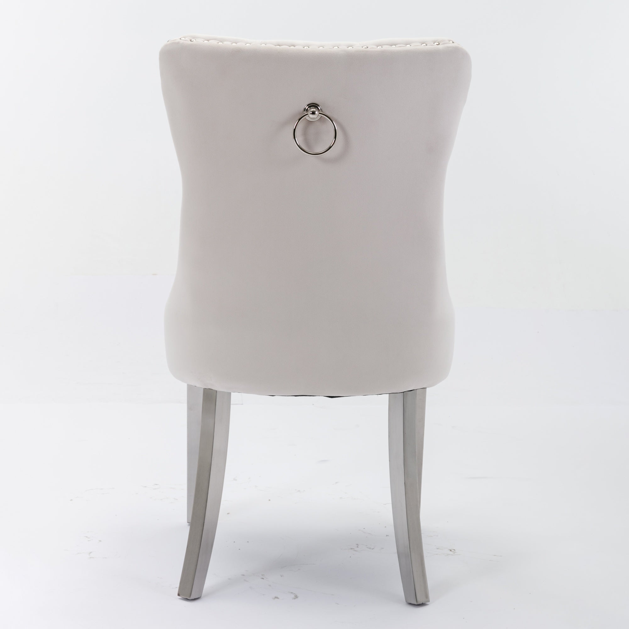 Logidon Nikki Collection beige fluwelen eetkamerstoelenset 2 met chromen poten