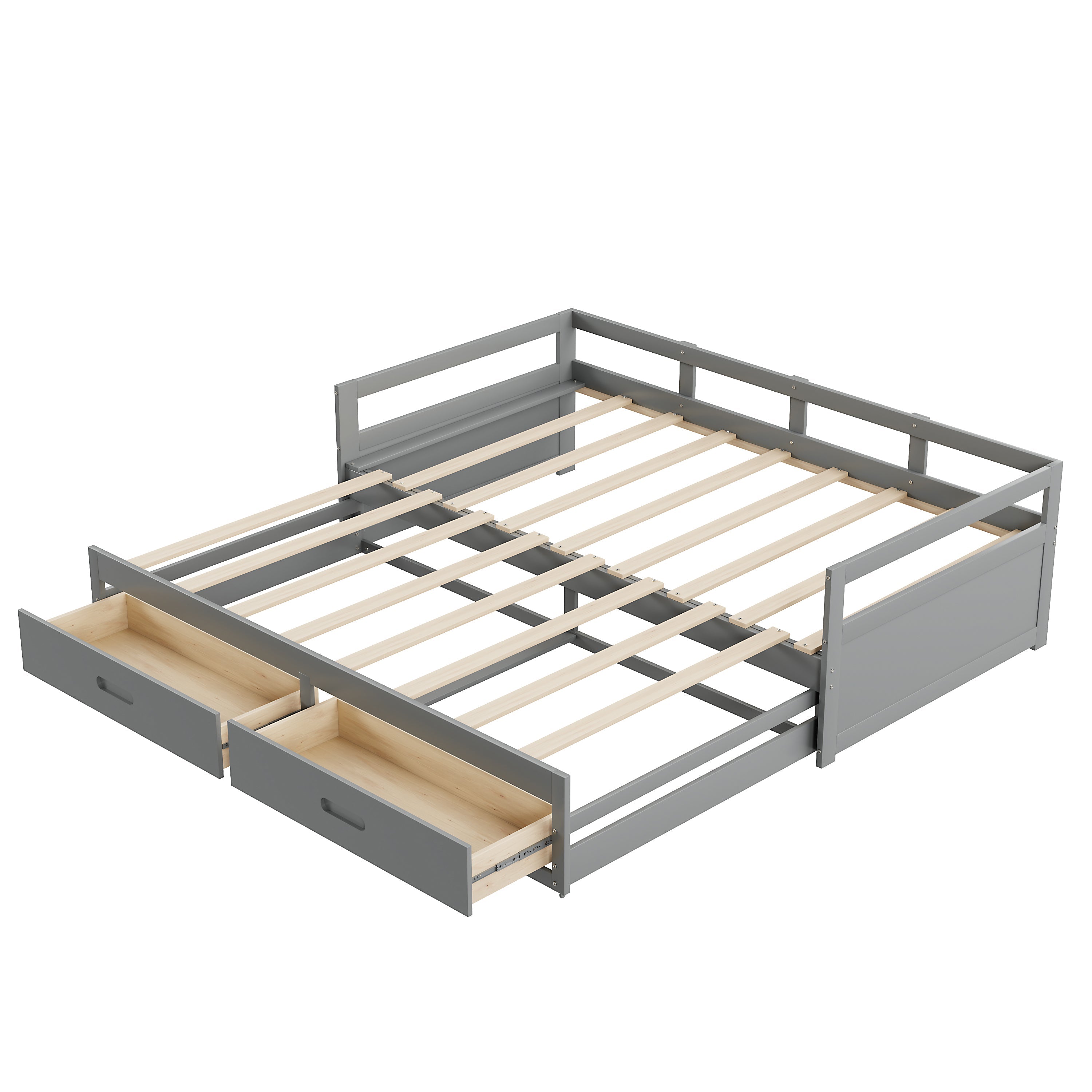 Logidon Extendable Sofa Bed 90/180x200 cm Gray With Drawers