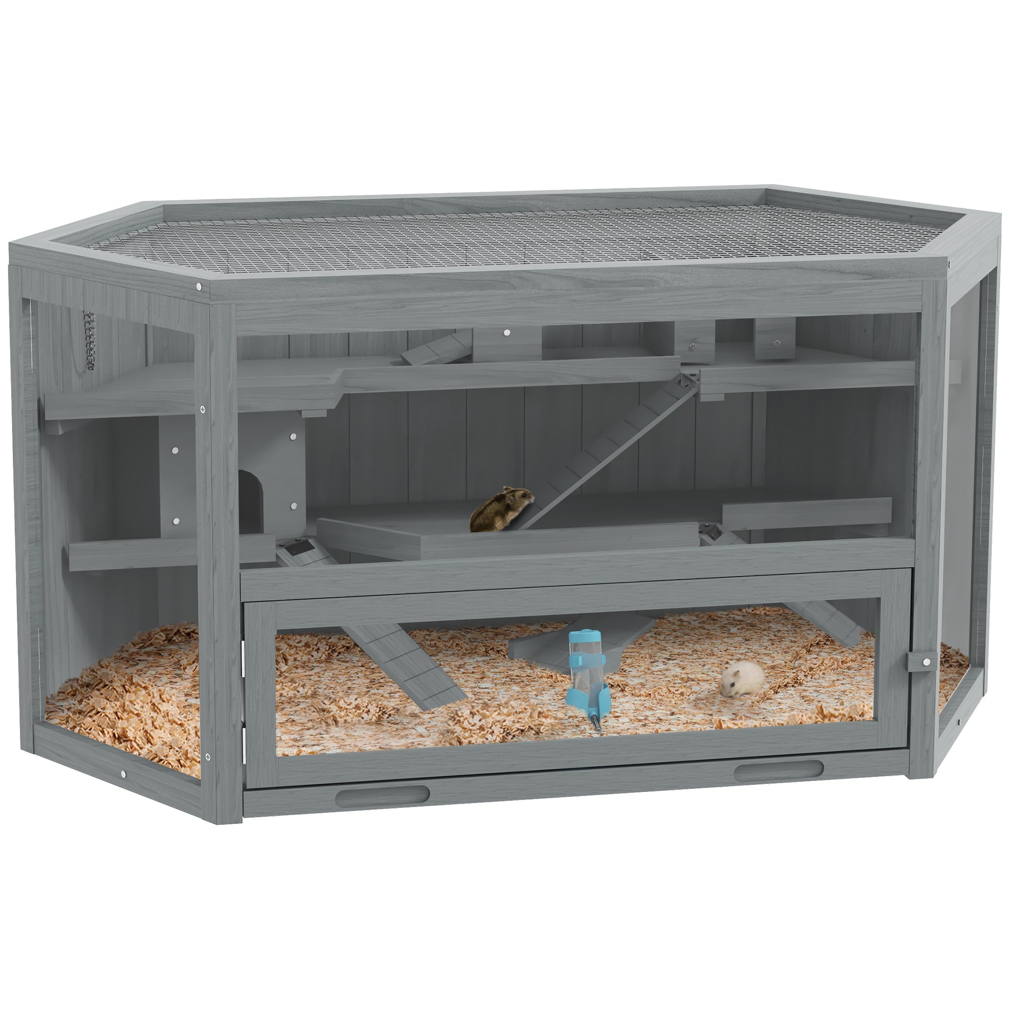 Logidon 3-laags houten knaagdierenkooi grijs 115x60x55 cm