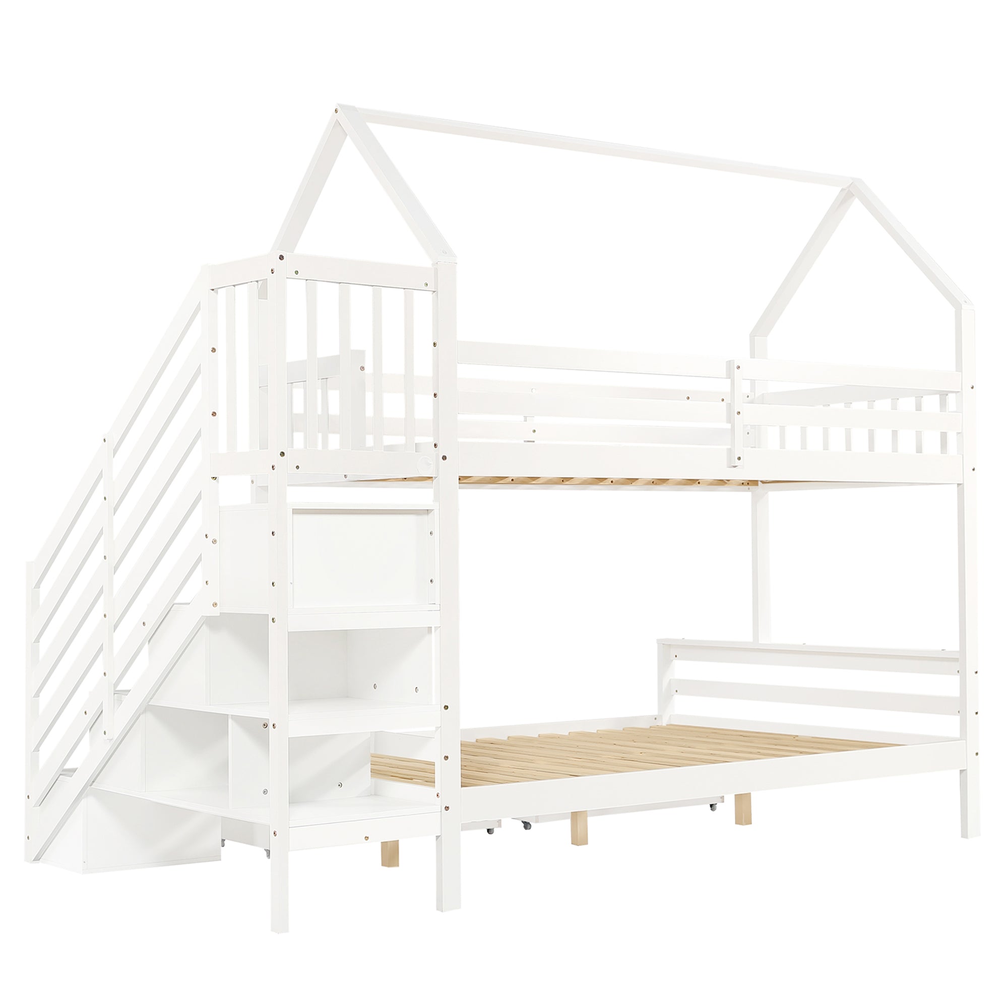 Logidon stapelbed kinderbed wit 90x200 en 140x200 met dakdesign