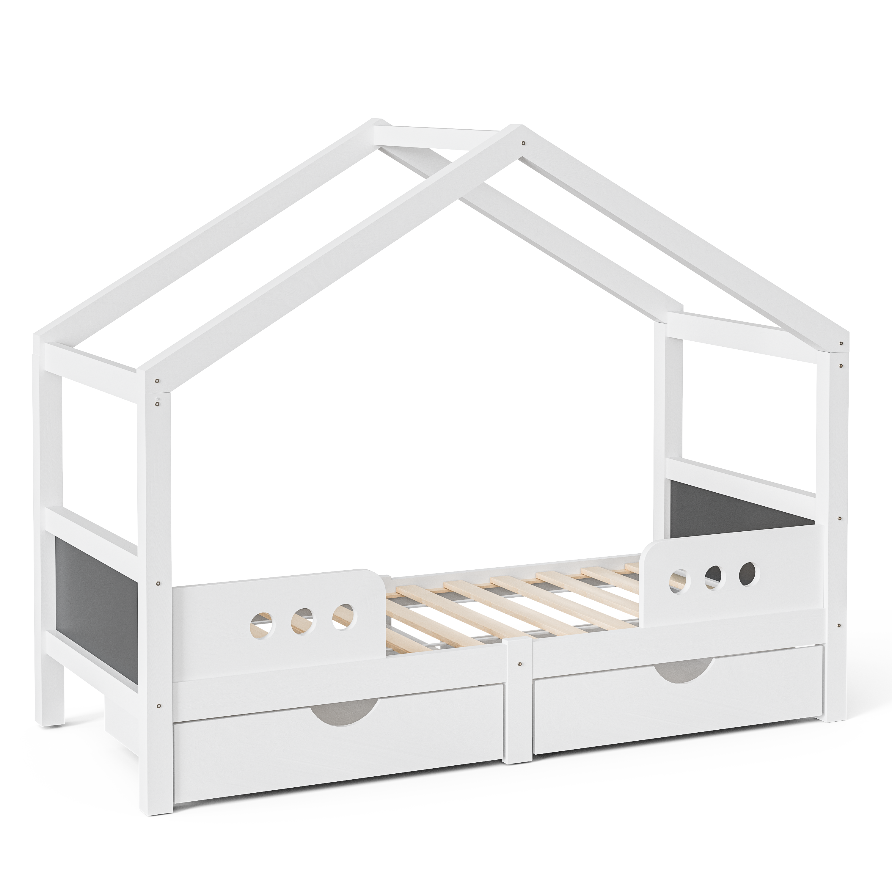 Logidon Kinderbed Met Dak Design Wit 90x200 cm Met Twee Lades