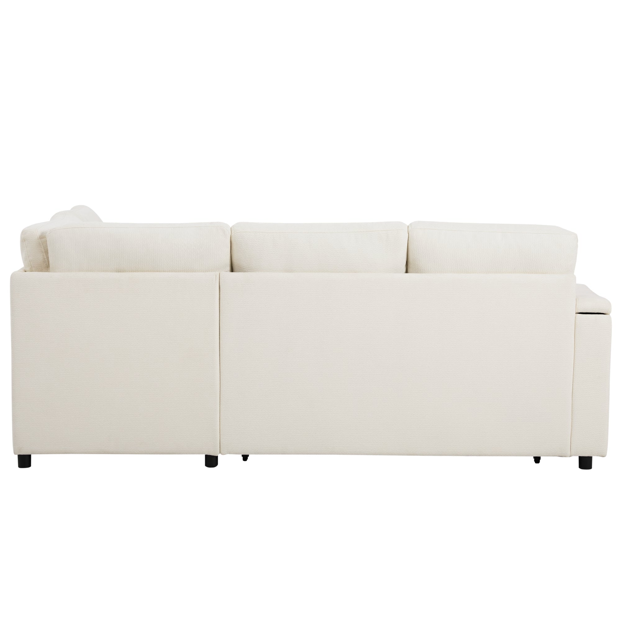Logidon L-vorm hoekbank beige slaapbank opbergruimte USB-oplaadpoort